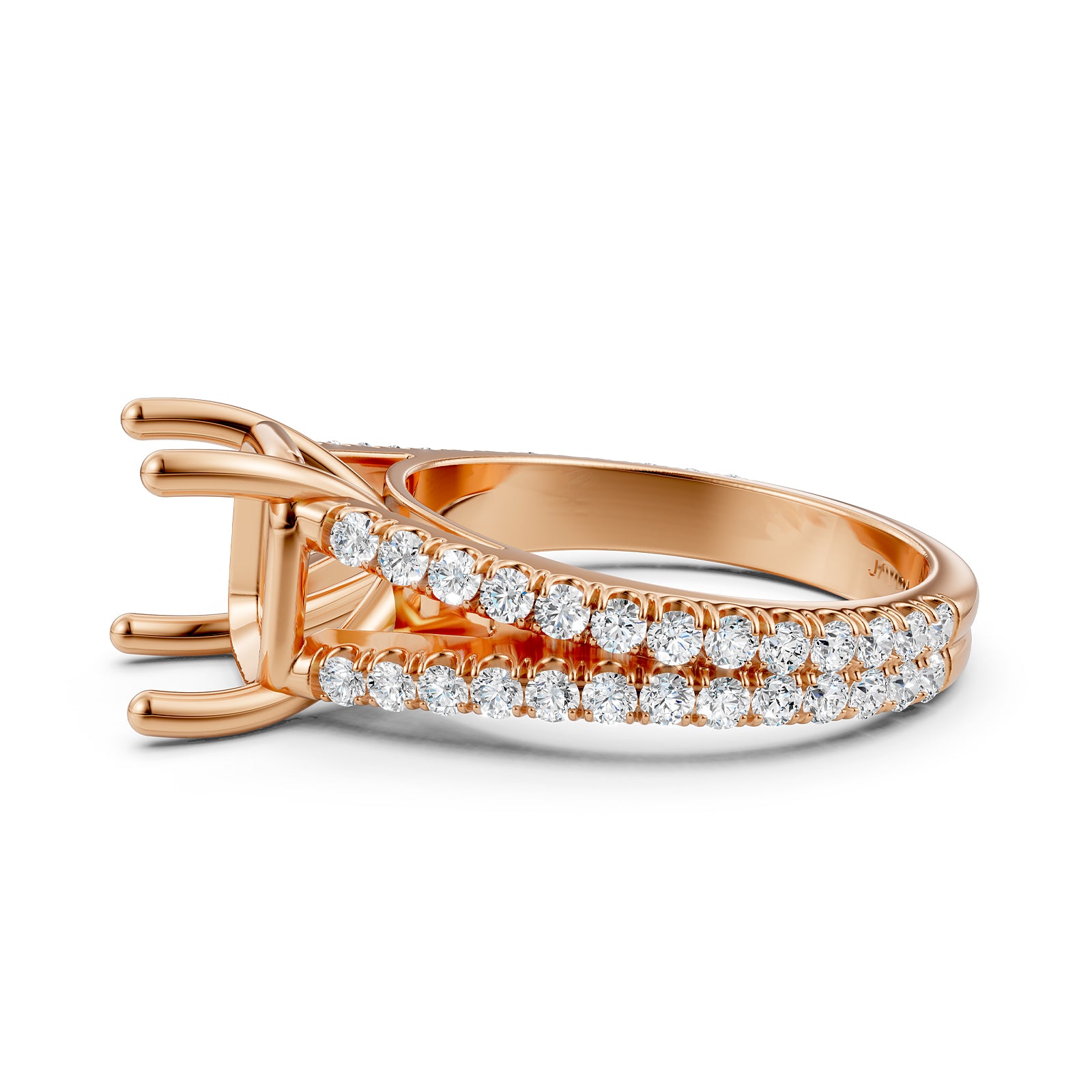 Split Shank Lab Grown Diamond Engagement Semi Mount Ring French Pave Set 0.70 Ct.