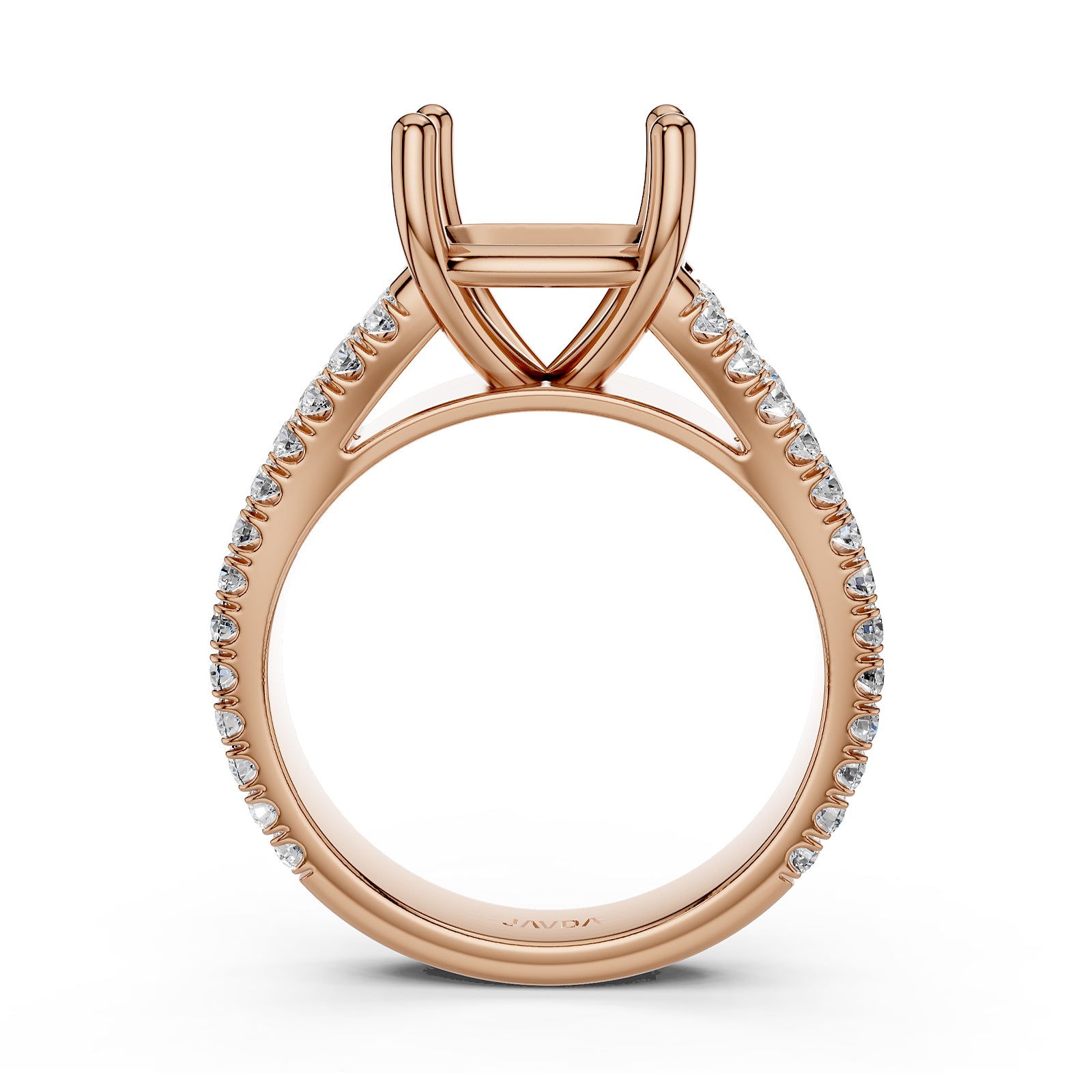 Split Shank Lab Grown Diamond Engagement Semi Mount Ring French Pave Set 0.70 Ct.