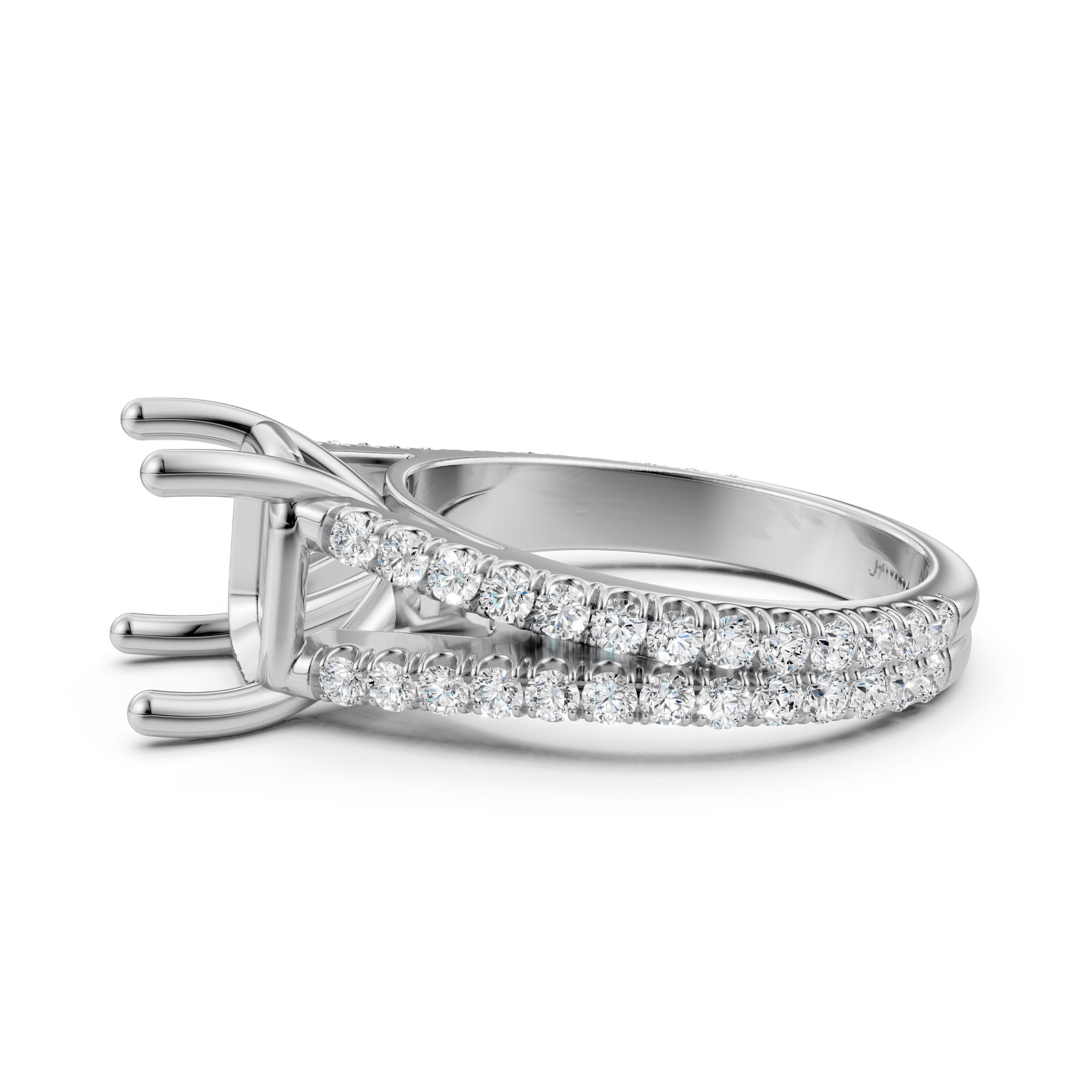 Split Shank Lab Grown Diamond Engagement Semi Mount Ring French Pave Set 0.70 Ct.