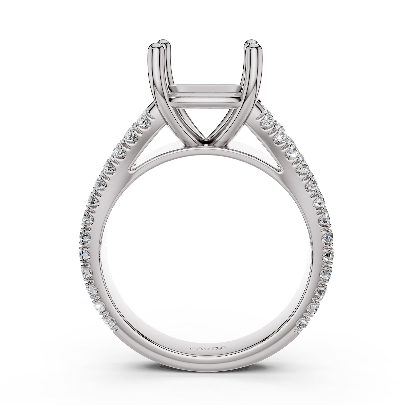 Split Shank Lab Grown Diamond Engagement Semi Mount Ring French Pave Set 0.70 Ct.