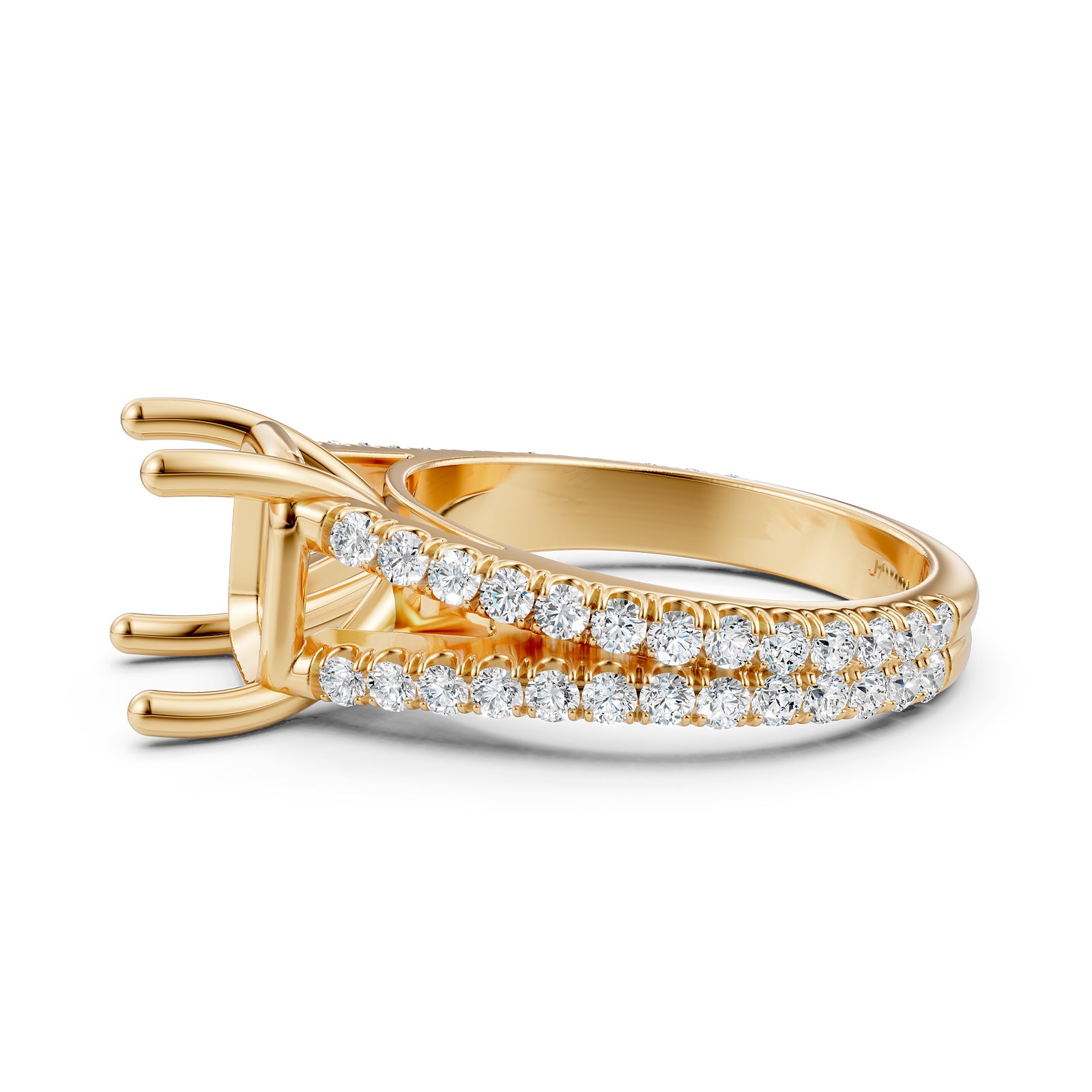 Split Shank Lab Grown Diamond Engagement Semi Mount Ring French Pave Set 0.70 Ct.