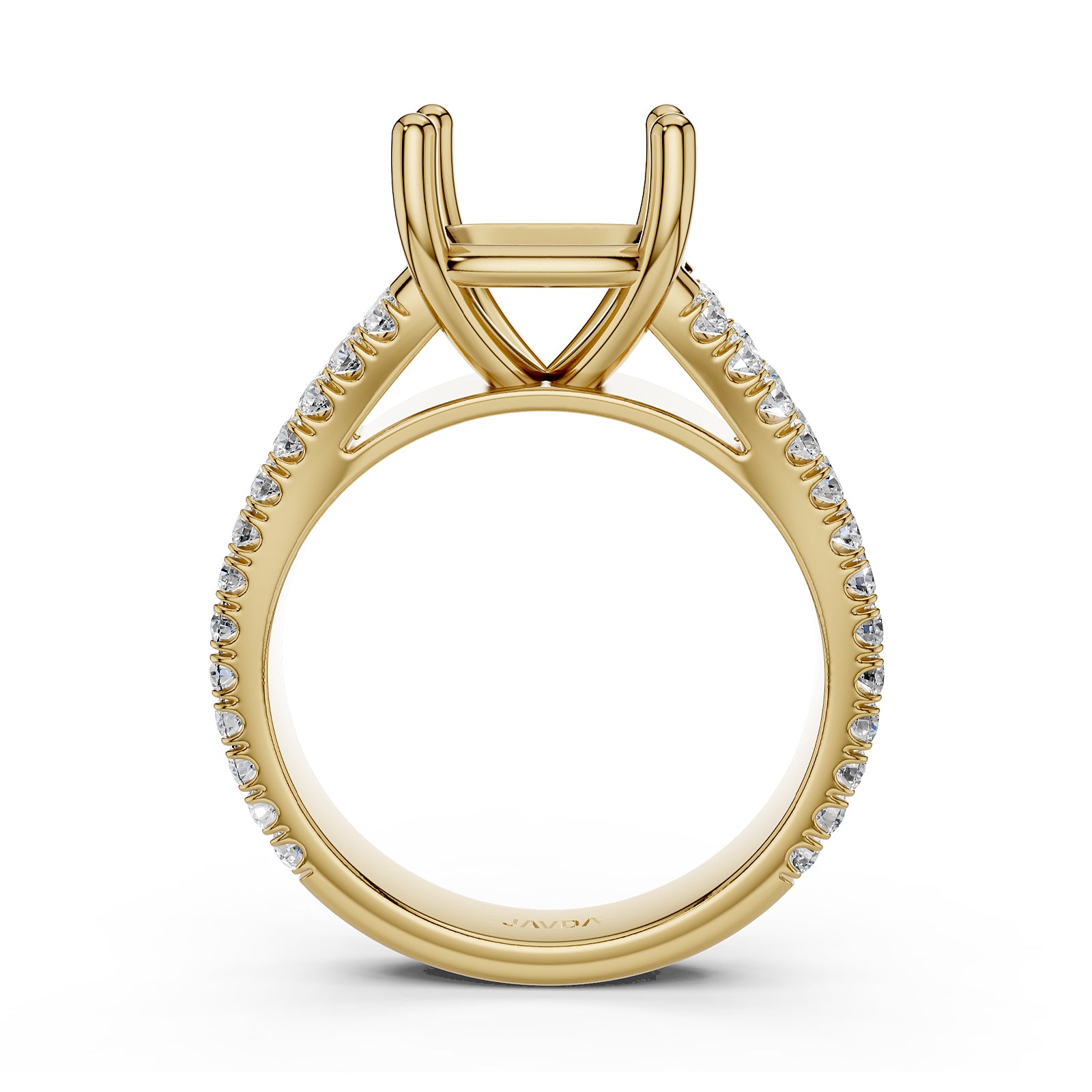 Split Shank Lab Grown Diamond Engagement Semi Mount Ring French Pave Set 0.70 Ct.