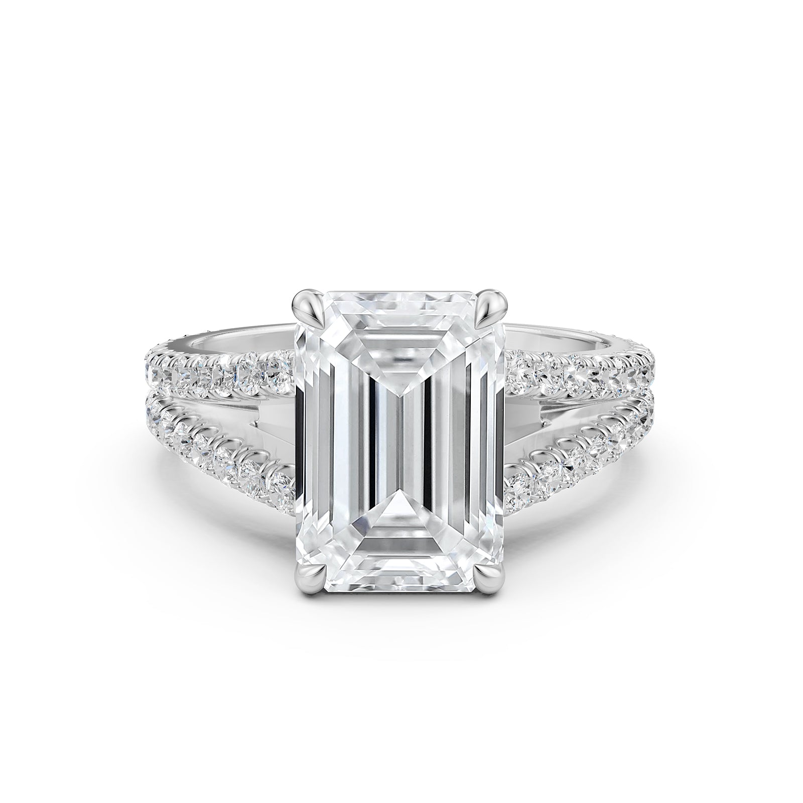 Split Shank Lab Grown Diamond Engagement Ring French Pave Set IGI Certified 3.70 Ctw.