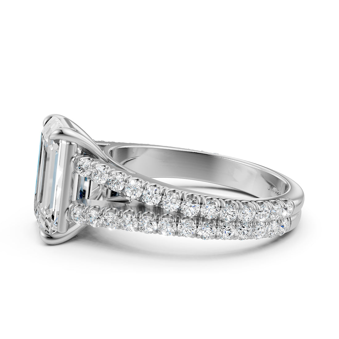 Split Shank Lab Grown Diamond Engagement Ring French Pave Set IGI Certified 3.70 Ctw.