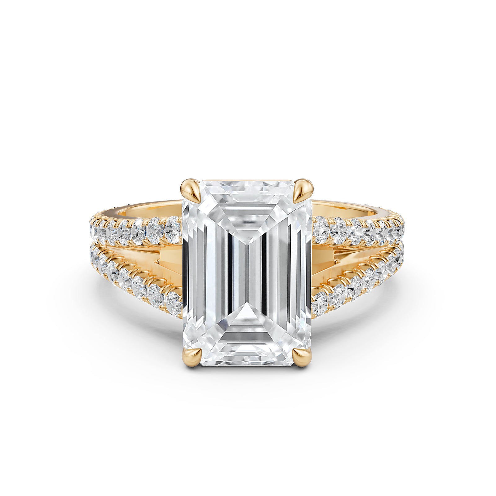 Split Shank Lab Grown Diamond Engagement Ring French Pave Set IGI Certified 3.70 Ctw.