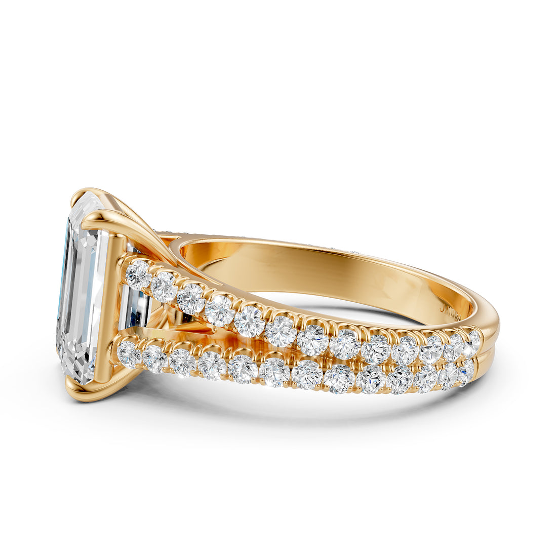 Split Shank Lab Grown Diamond Engagement Ring French Pave Set IGI Certified 3.70 Ctw.