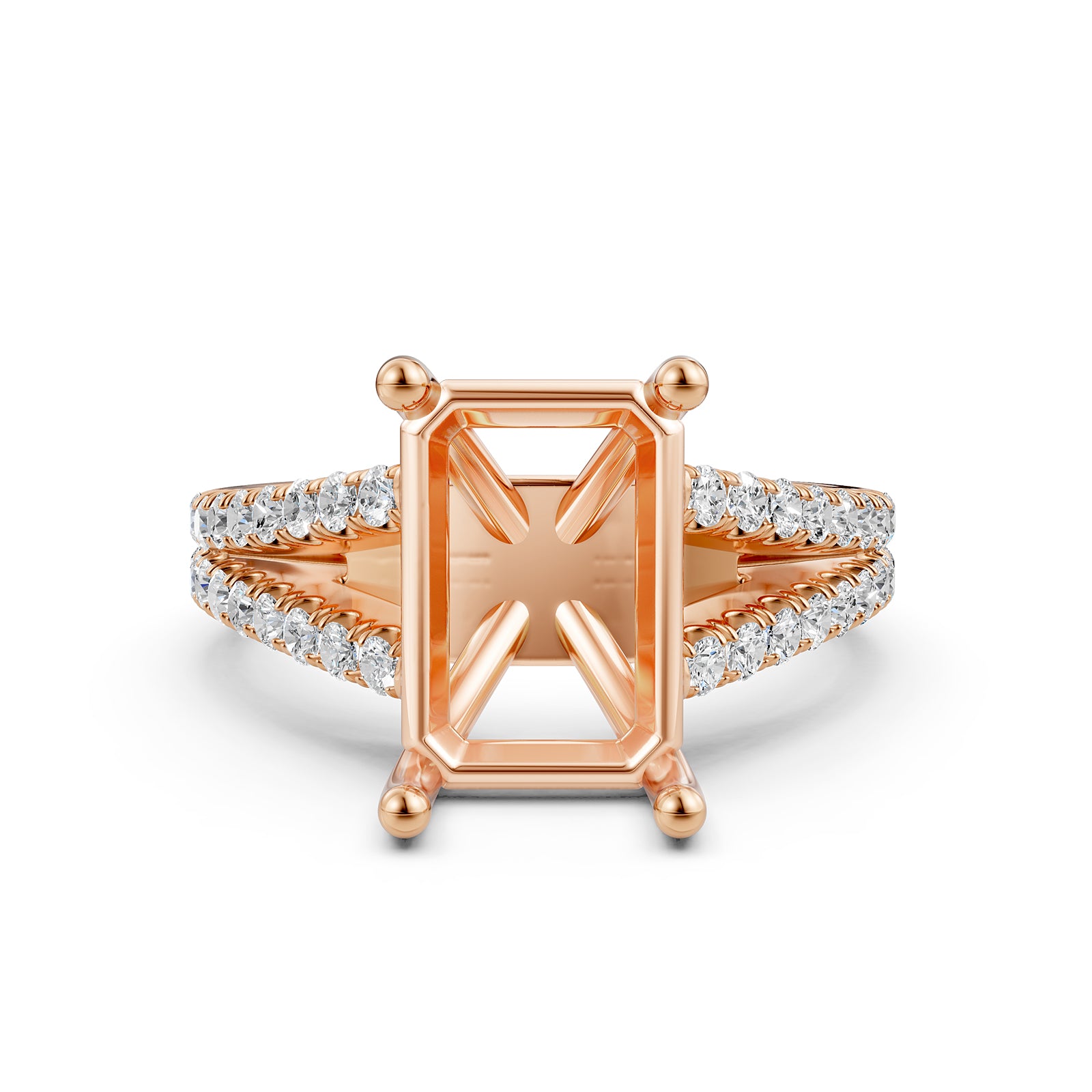 Split Shank Lab Grown Diamond Engagement Semi Mount Ring French Pave Set 0.70 Ct.