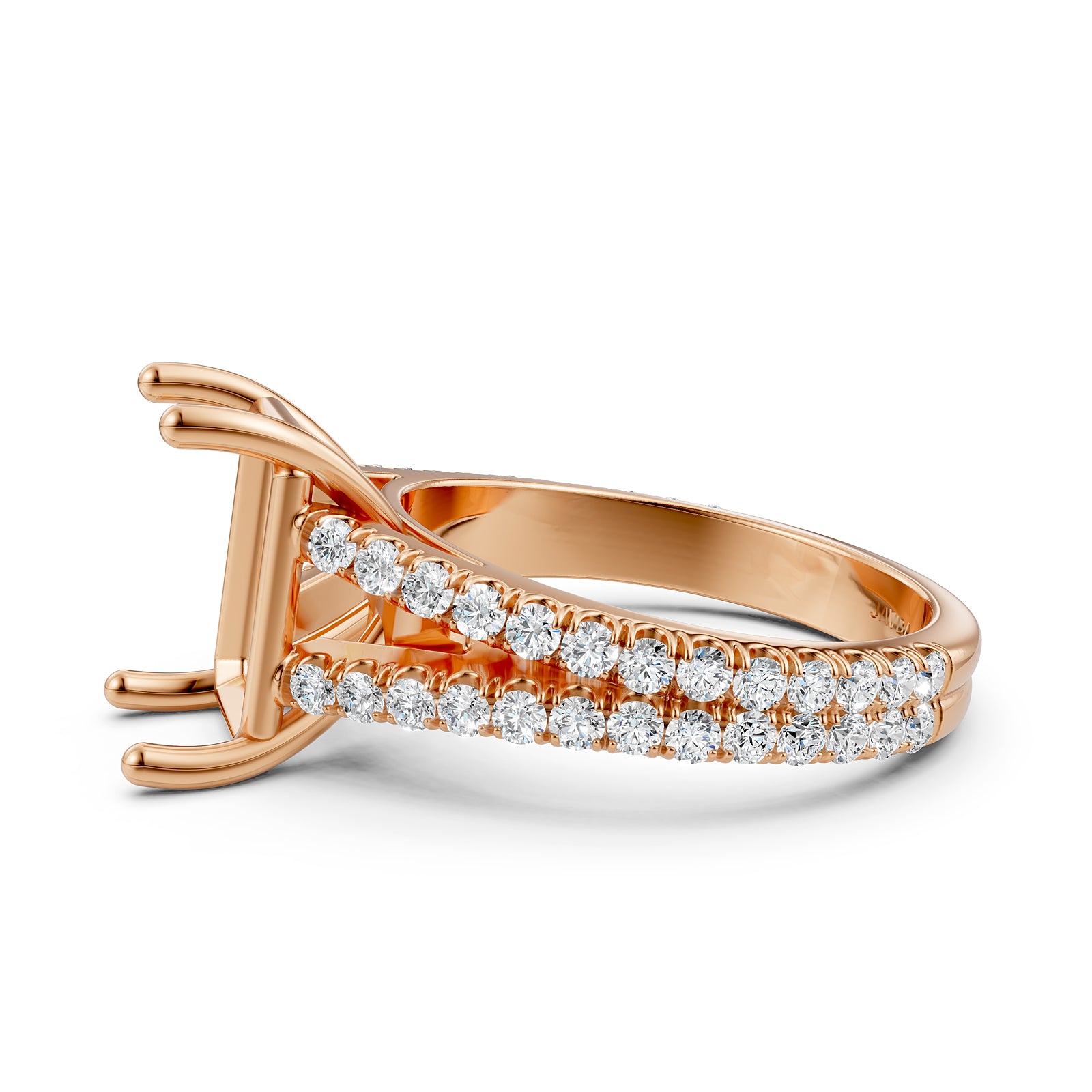 Split Shank Lab Grown Diamond Engagement Semi Mount Ring French Pave Set 0.70 Ct.