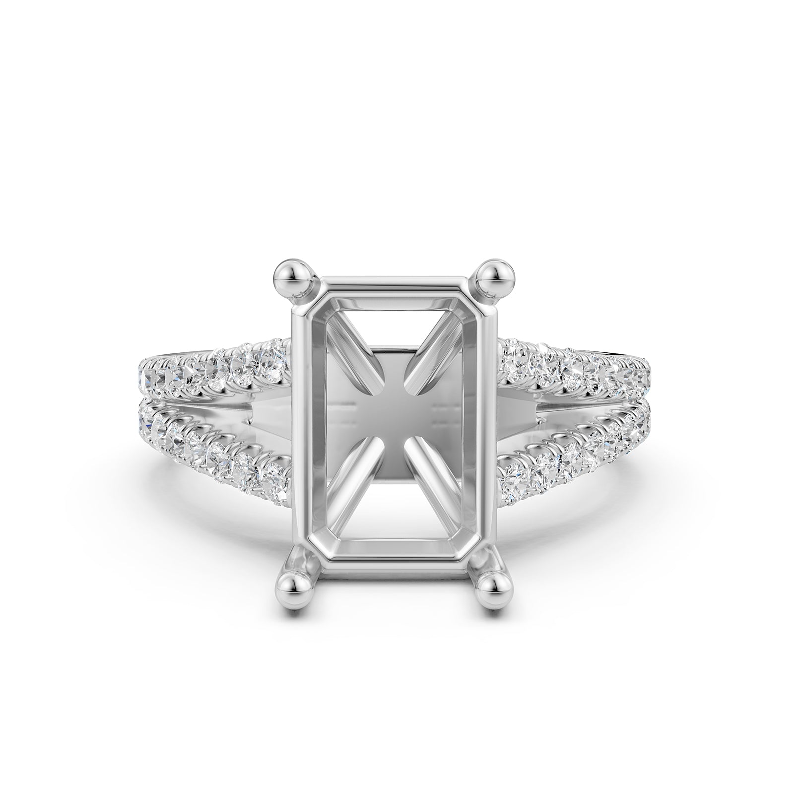 Split Shank Lab Grown Diamond Engagement Semi Mount Ring French Pave Set 0.70 Ct.