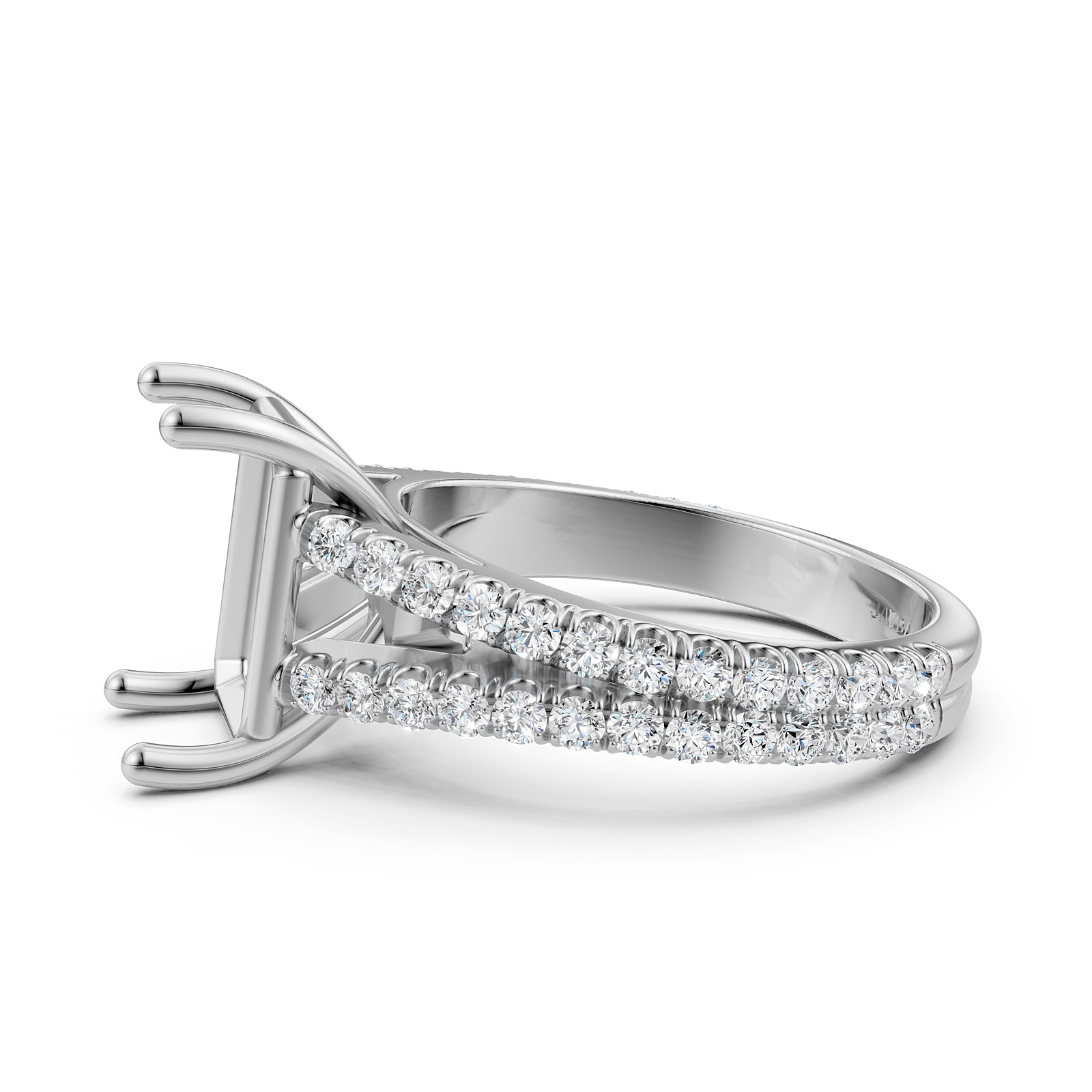 Split Shank Lab Grown Diamond Engagement Semi Mount Ring French Pave Set 0.70 Ct.