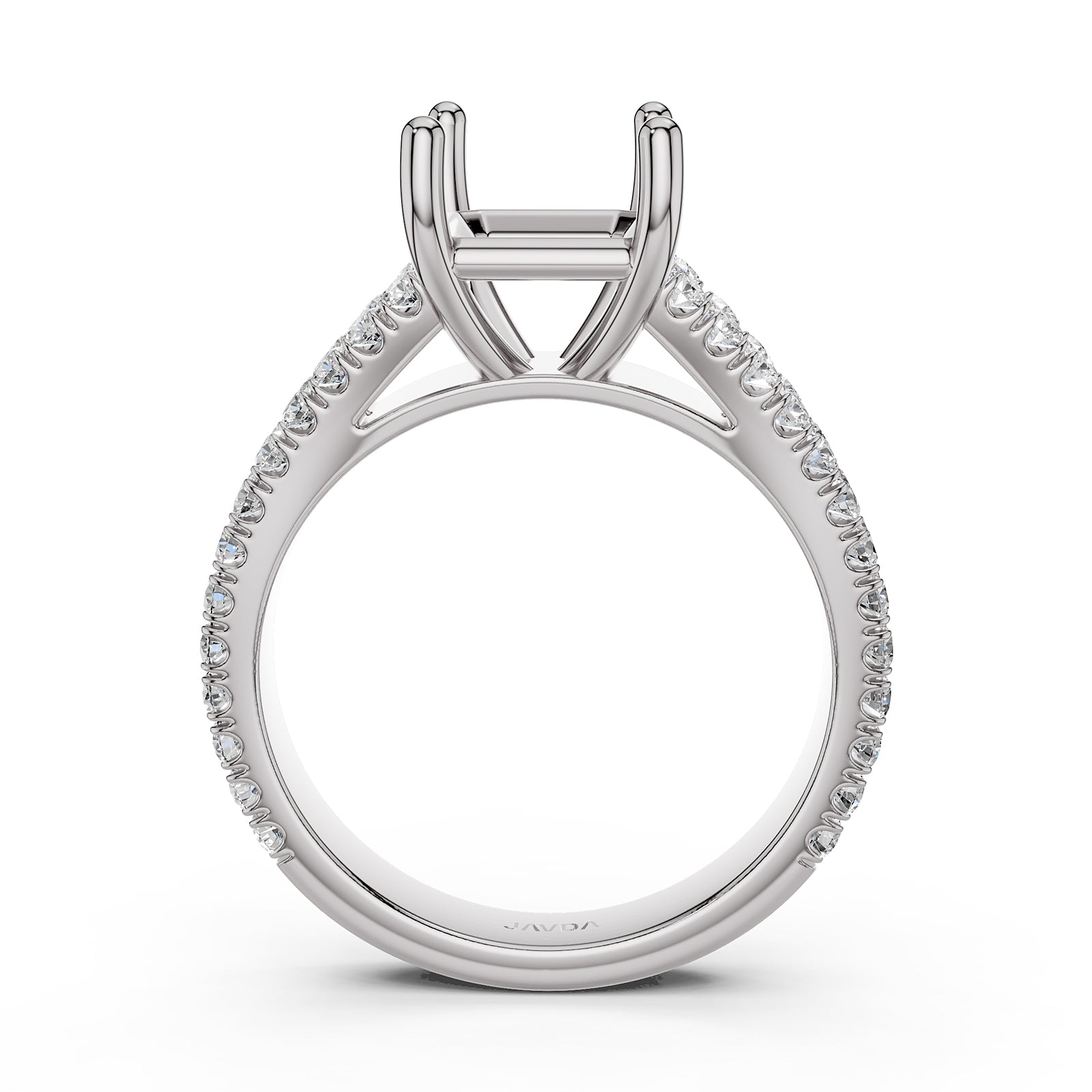 Split Shank Lab Grown Diamond Engagement Semi Mount Ring French Pave Set 0.70 Ct.