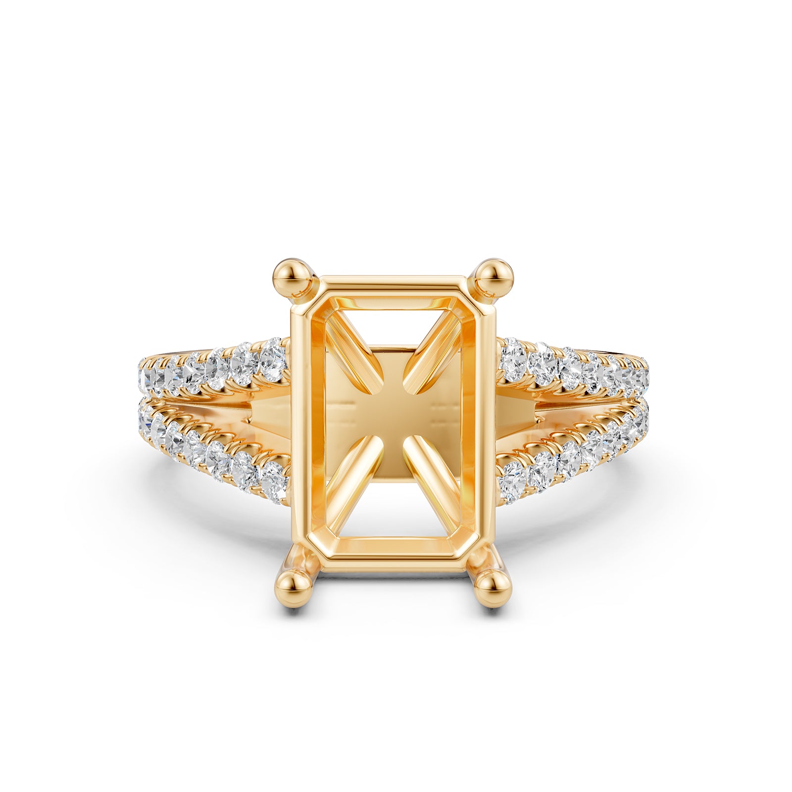 Split Shank Lab Grown Diamond Engagement Semi Mount Ring French Pave Set 0.70 Ct.