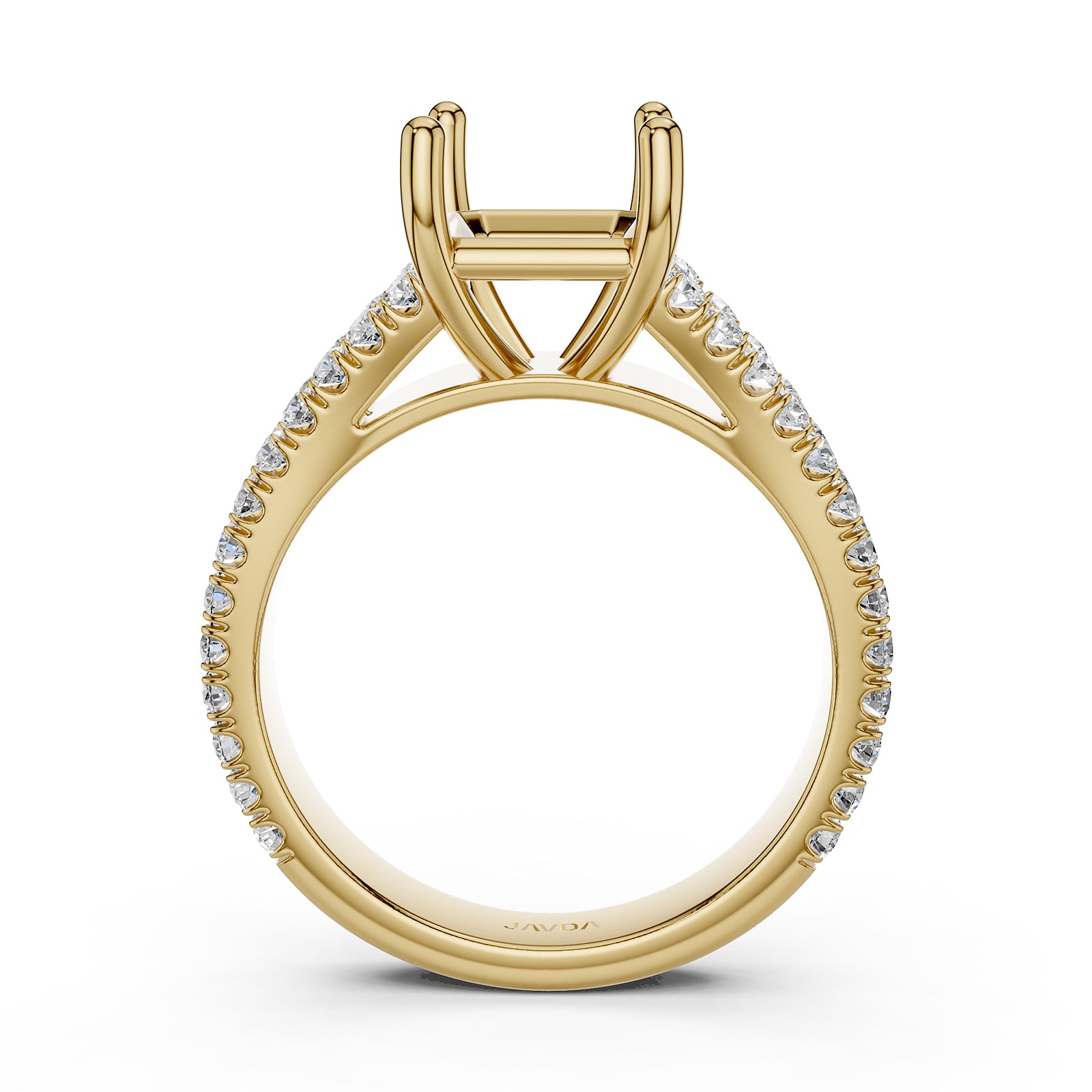 Split Shank Lab Grown Diamond Engagement Semi Mount Ring French Pave Set 0.70 Ct.