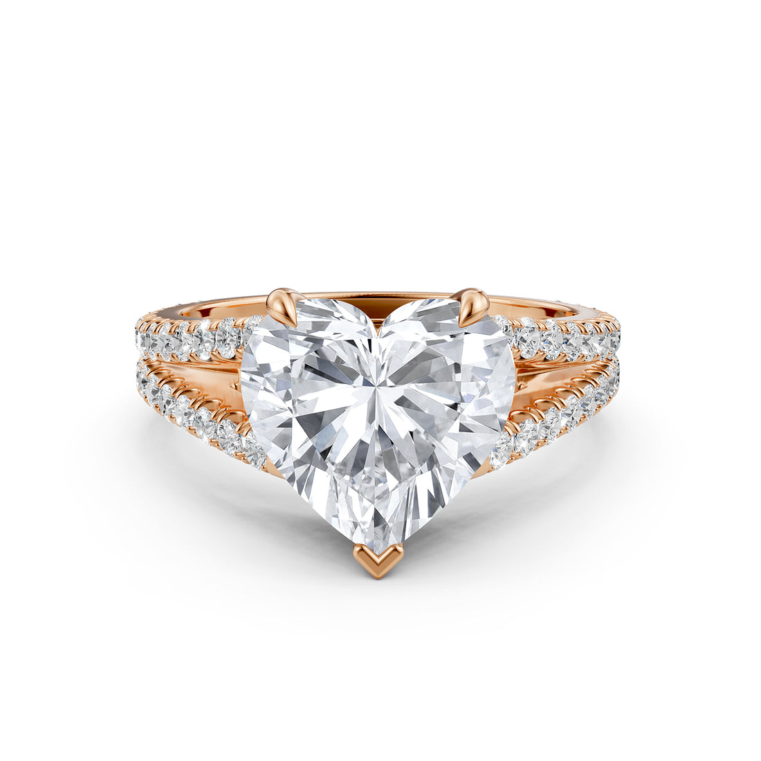 Split Shank Lab Grown Diamond Engagement Ring French Pave Set IGI Certified 3.70 Ctw.