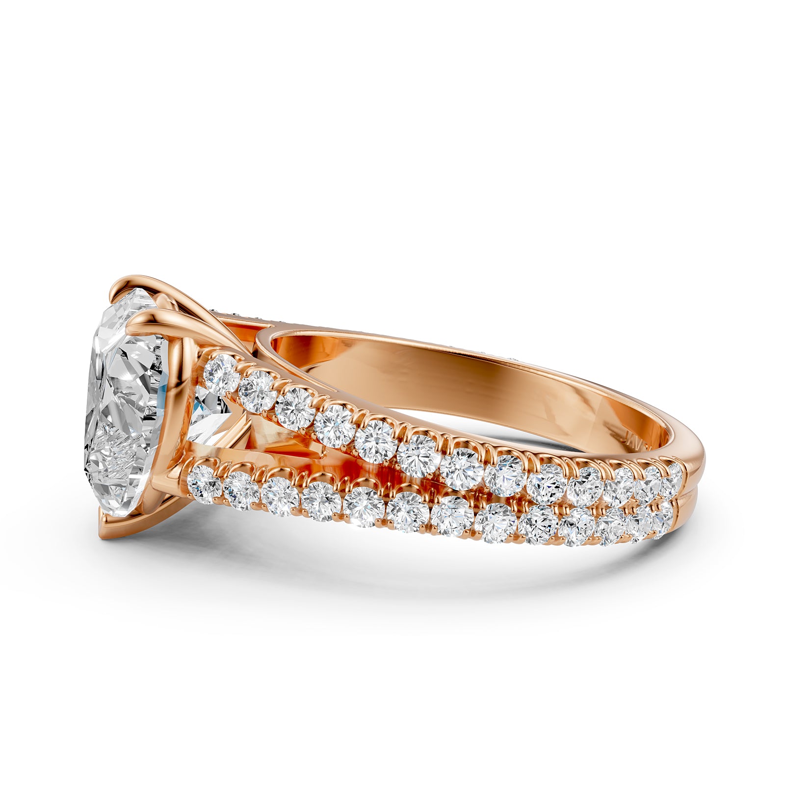 Split Shank Lab Grown Diamond Engagement Ring French Pave Set IGI Certified 3.70 Ctw.