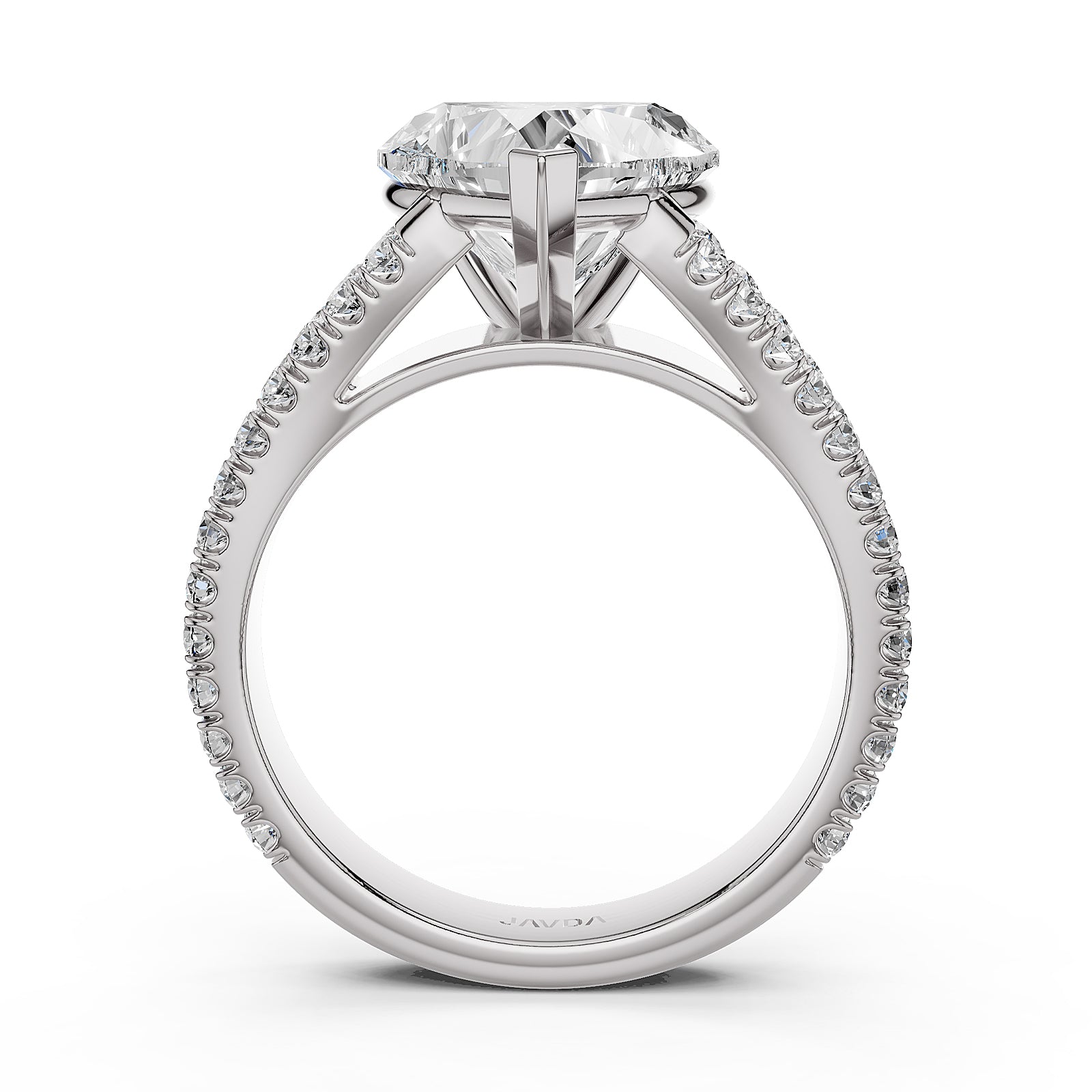 Split Shank Heart Lab Grown Diamond Engagement French U Cut Pave Set Ring