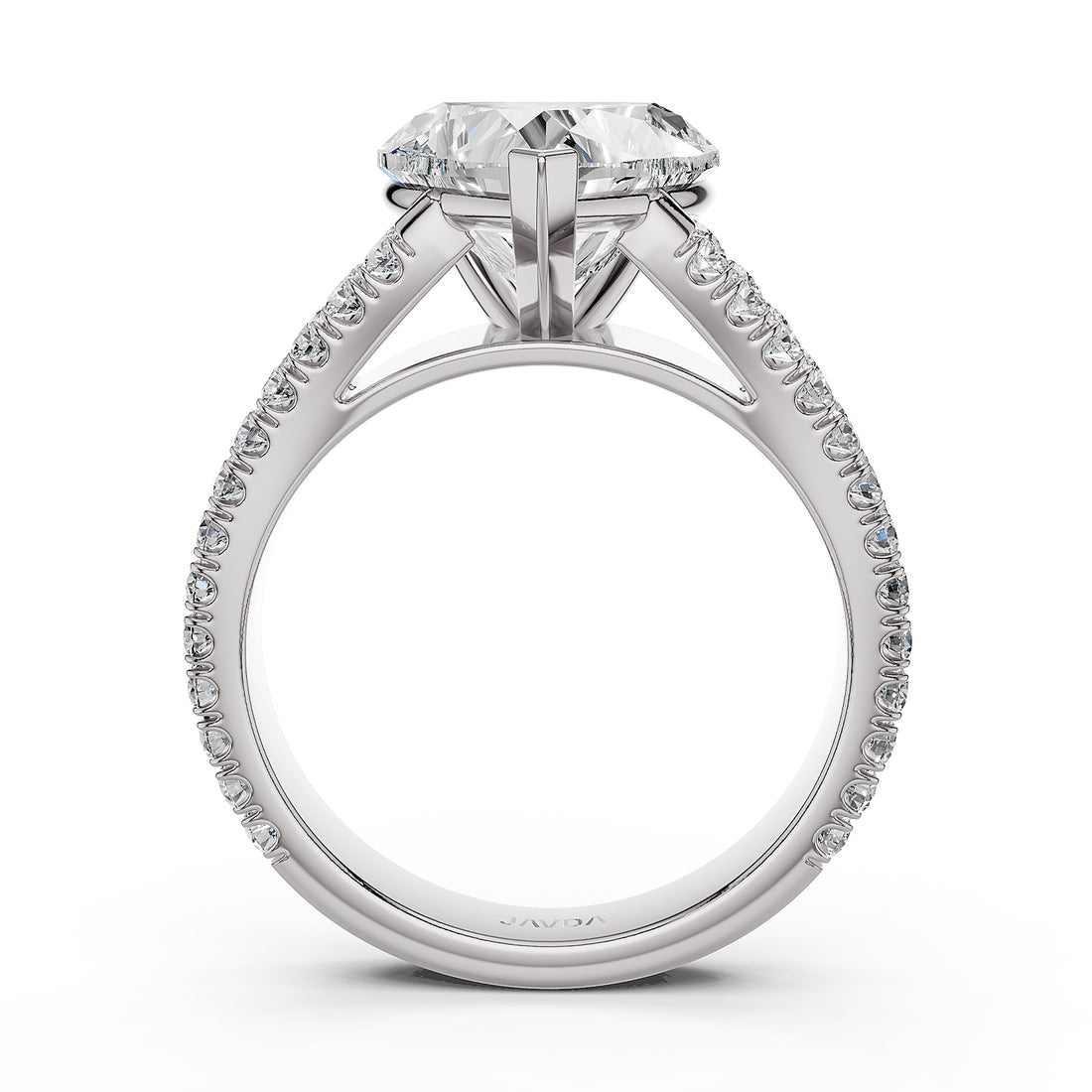 Split Shank Heart Lab Grown Diamond Engagement French U Cut Pave Set Ring