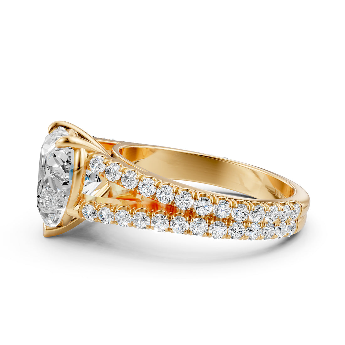 Split Shank Heart Lab Grown Diamond Engagement French U Cut Pave Set Ring