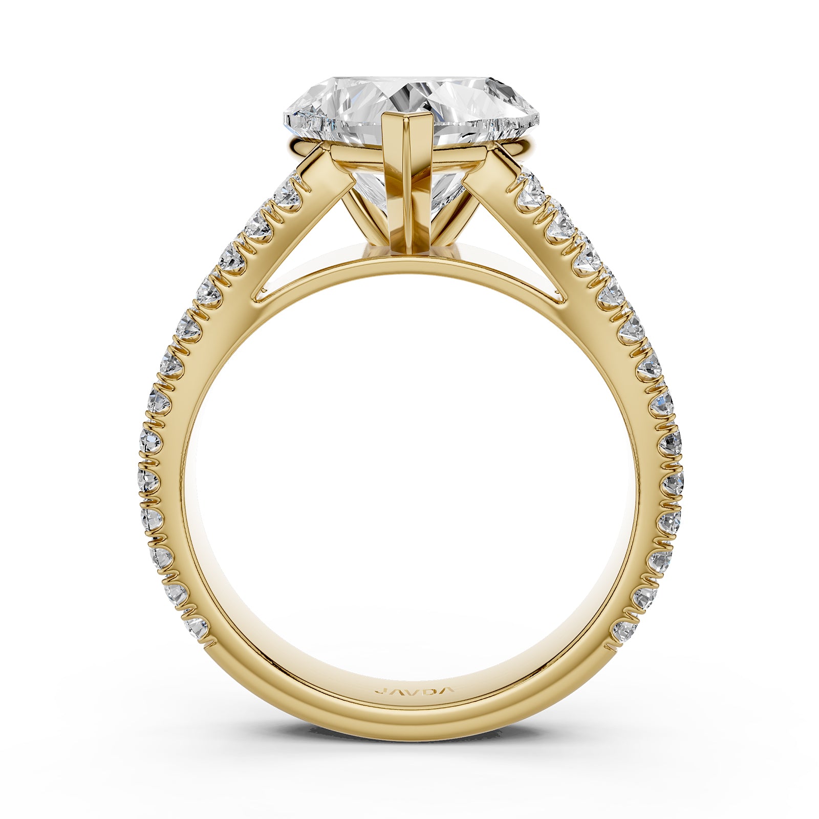 Split Shank Heart Lab Grown Diamond Engagement French U Cut Pave Set Ring