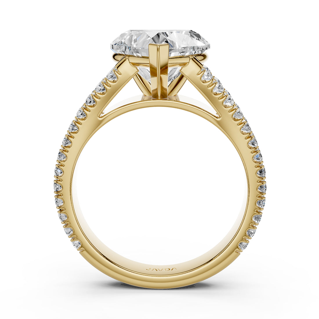 Split Shank Heart Lab Grown Diamond Engagement French U Cut Pave Set Ring