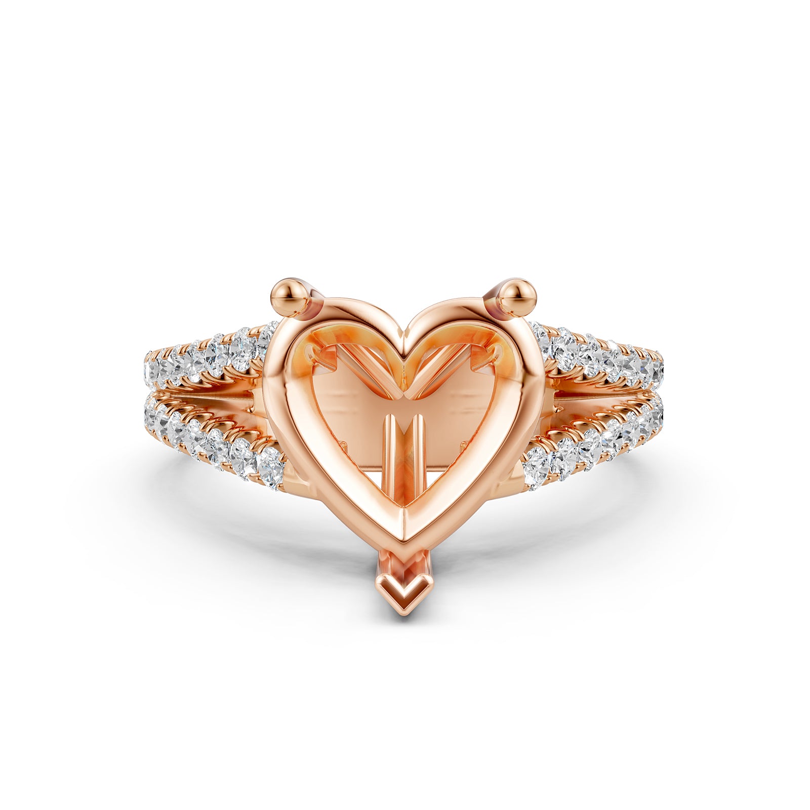 Split Shank Lab Grown Diamond Engagement Semi Mount Ring French Pave Set 0.70 Ct.