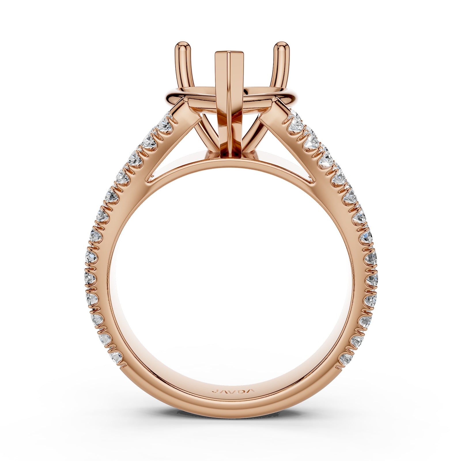 Split Shank Lab Grown Diamond Engagement Semi Mount Ring French Pave Set 0.70 Ct.