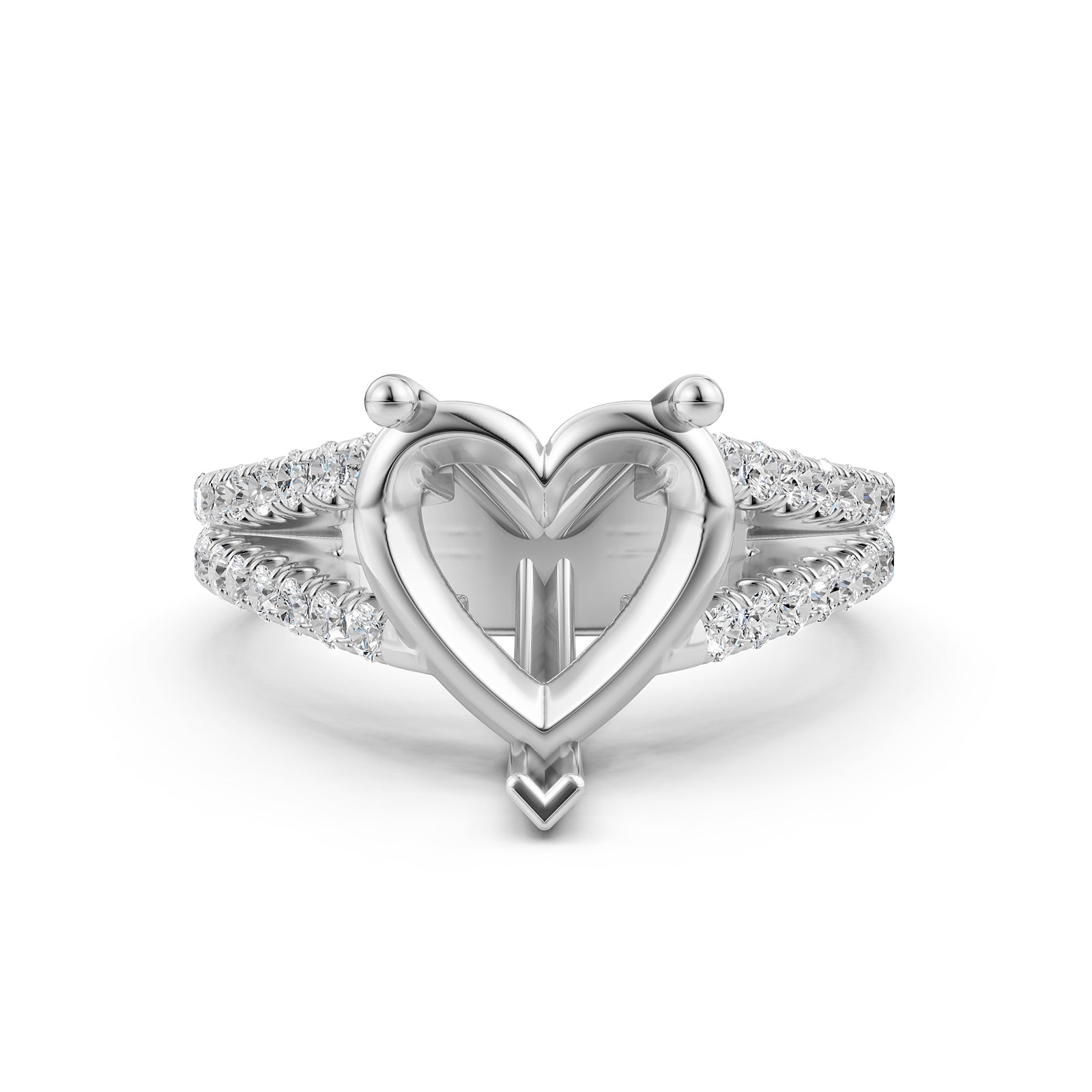 Split Shank Lab Grown Diamond Engagement Semi Mount Ring French Pave Set 0.70 Ct.