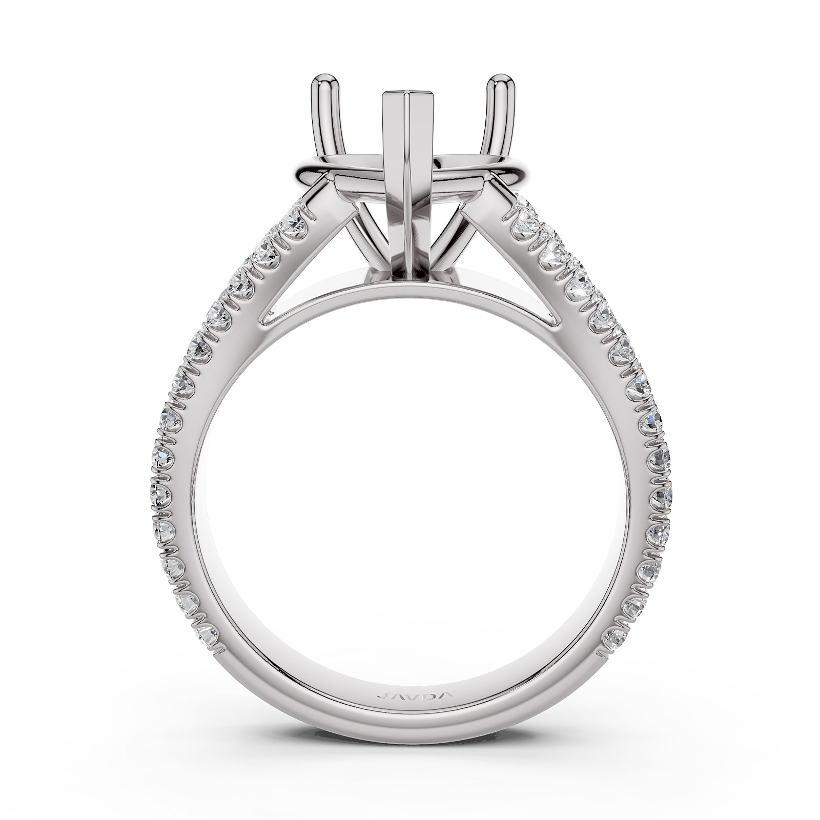 Split Shank Lab Grown Diamond Engagement Semi Mount Ring French Pave Set 0.70 Ct.