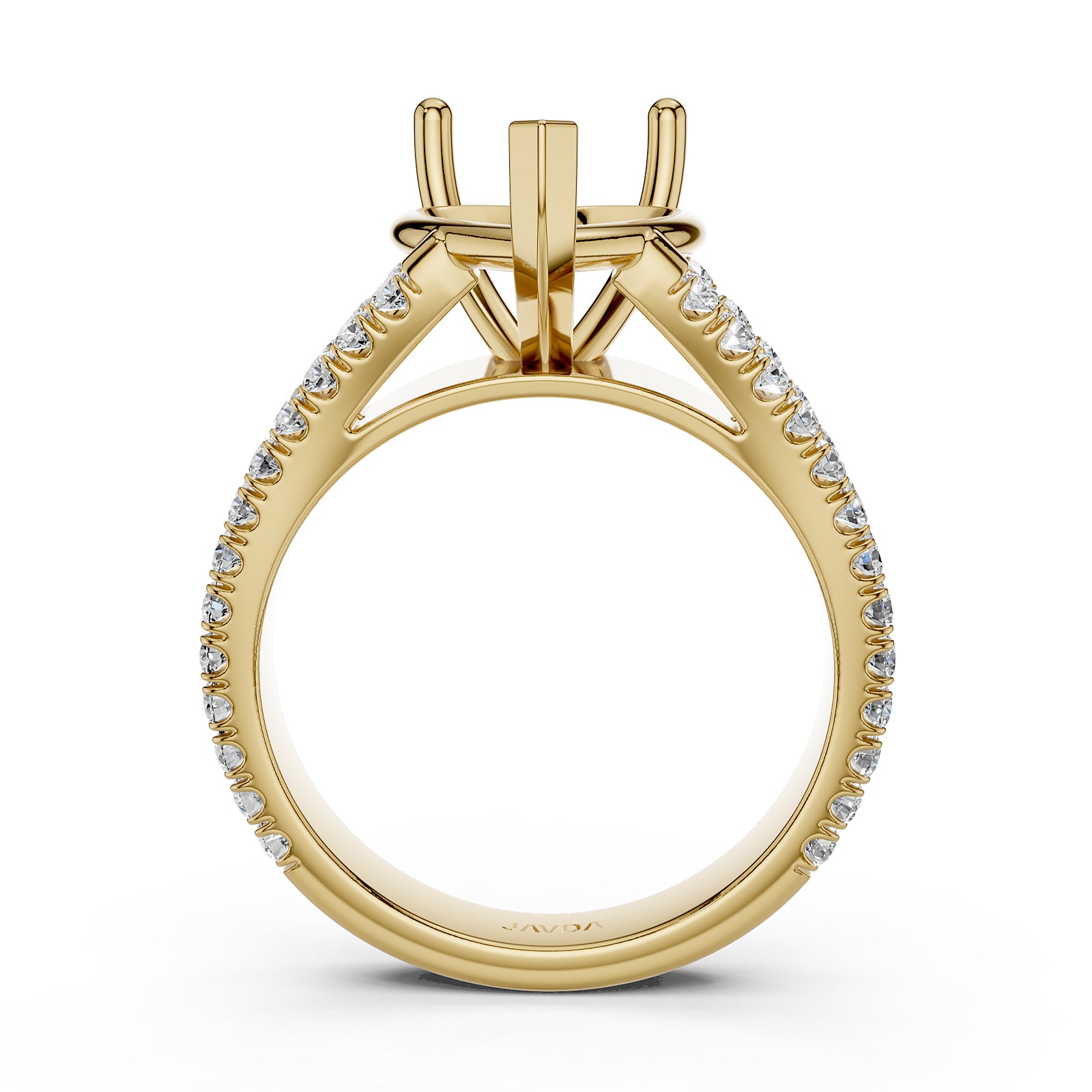 Split Shank Lab Grown Diamond Engagement Semi Mount Ring French Pave Set 0.70 Ct.