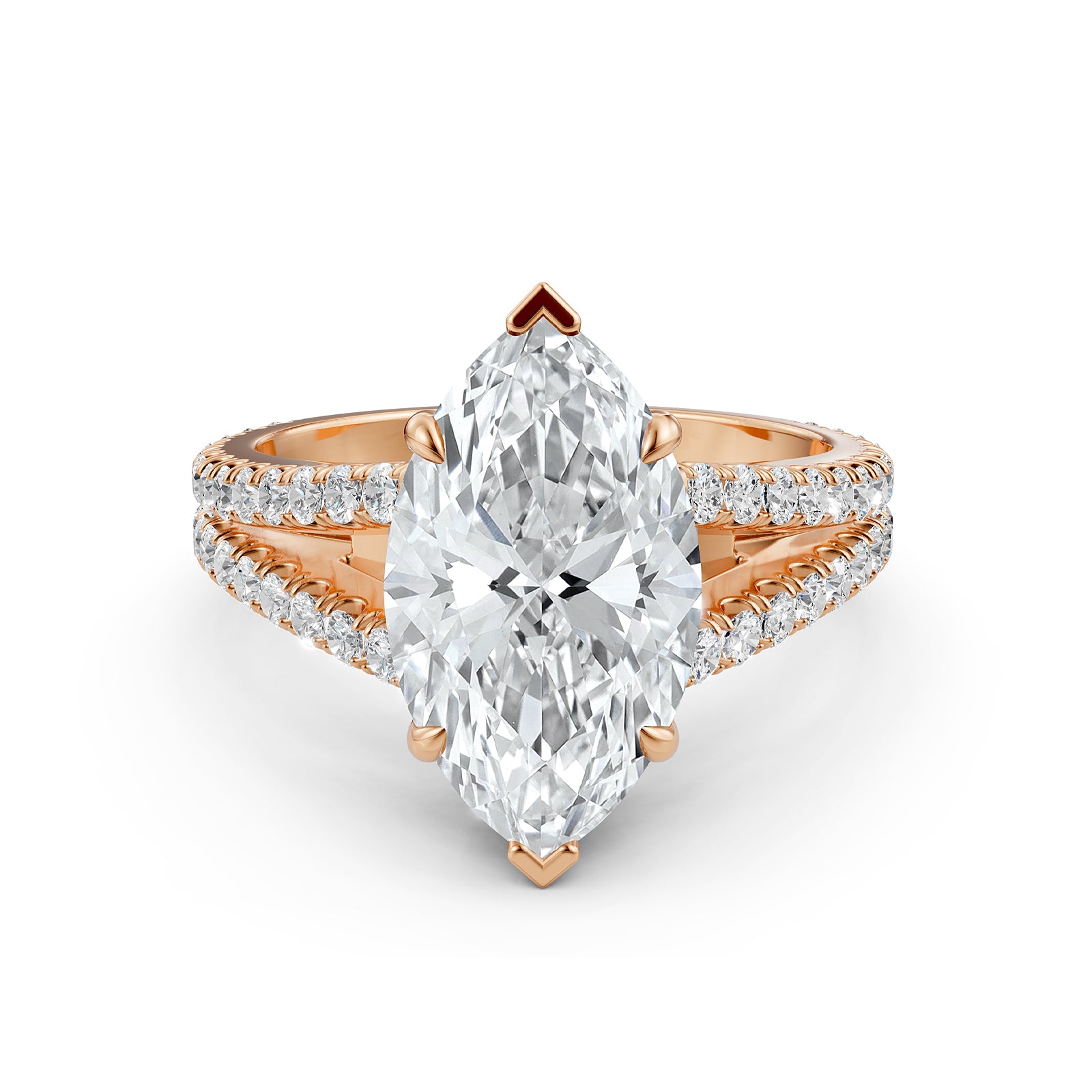 Split Shank Lab Grown Diamond Engagement Ring French Pave Set IGI Certified 3.70 Ctw.