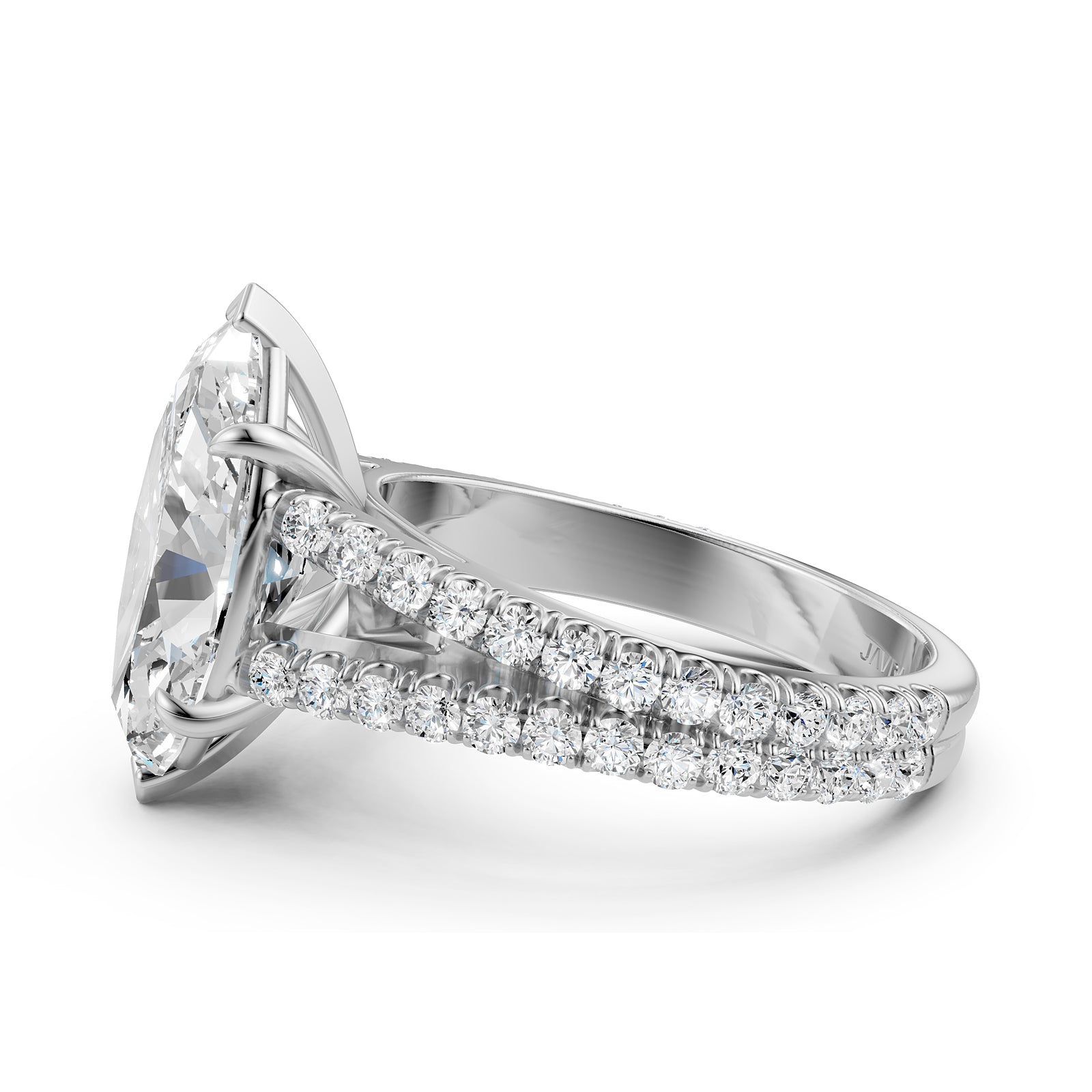 Split Shank Marquise Lab Grown Diamond Engagement French U Cut Pave Set Ring