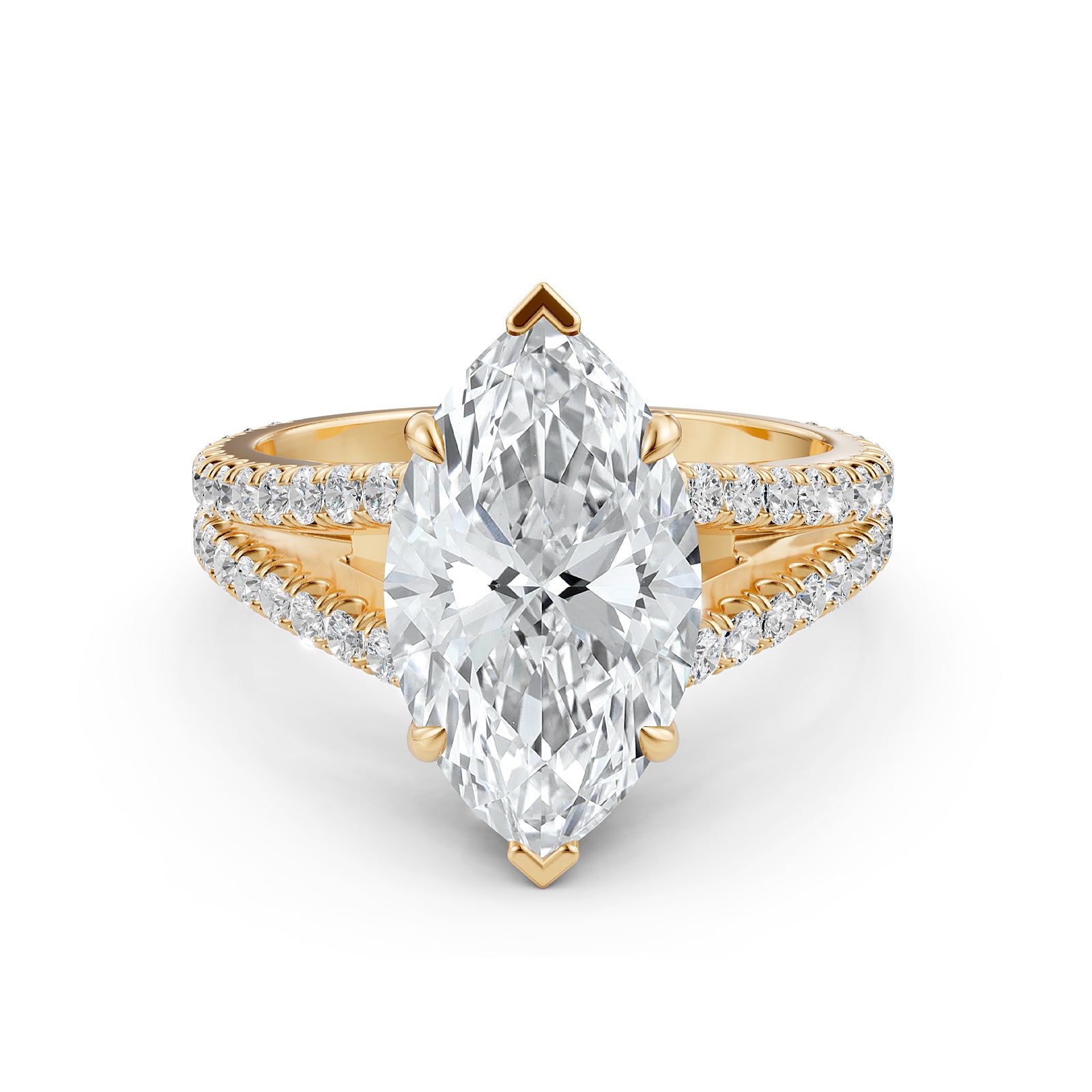 Split Shank Lab Grown Diamond Engagement Ring French Pave Set IGI Certified 3.70 Ctw.