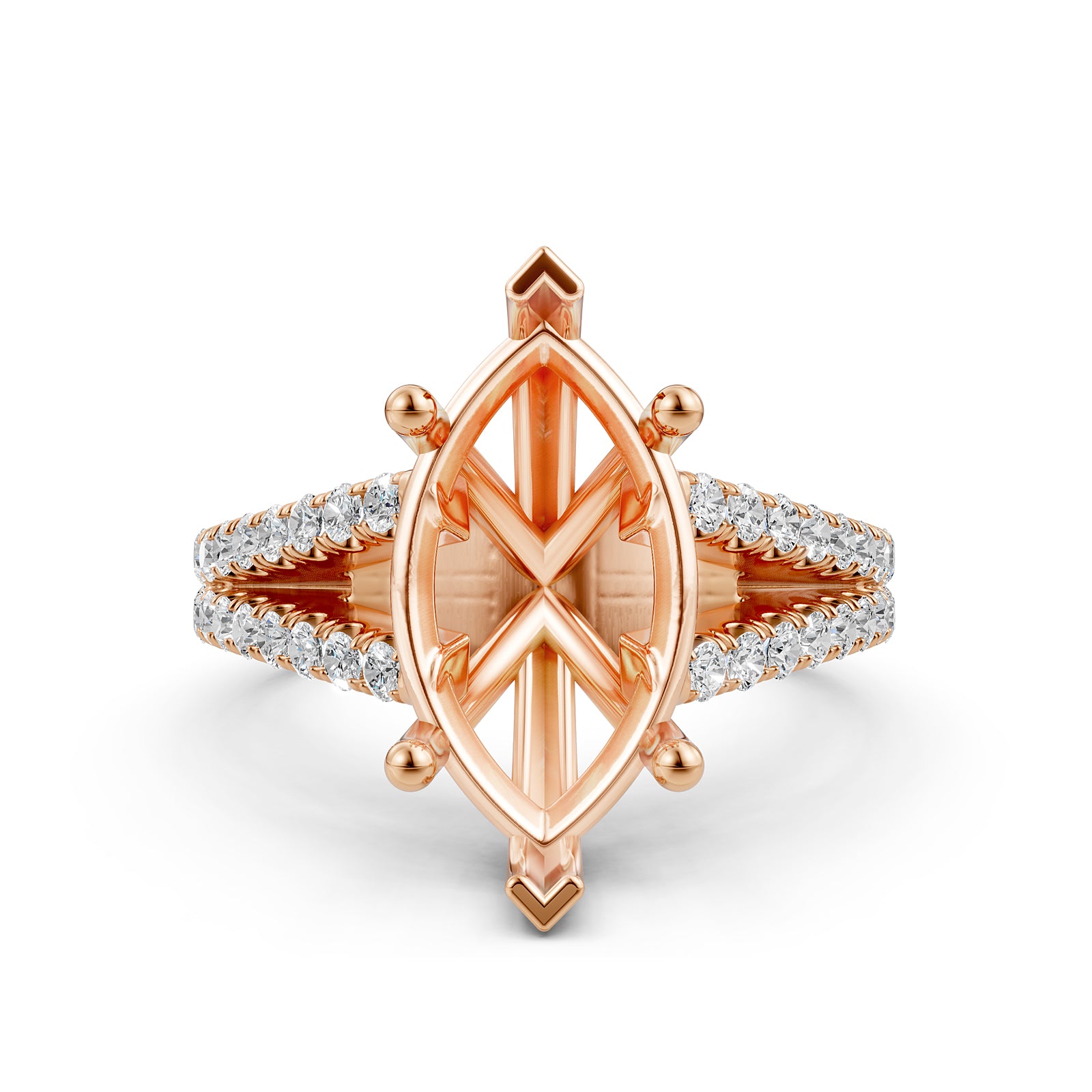 Split Shank Lab Grown Diamond Engagement Semi Mount Ring French Pave Set 0.70 Ct.