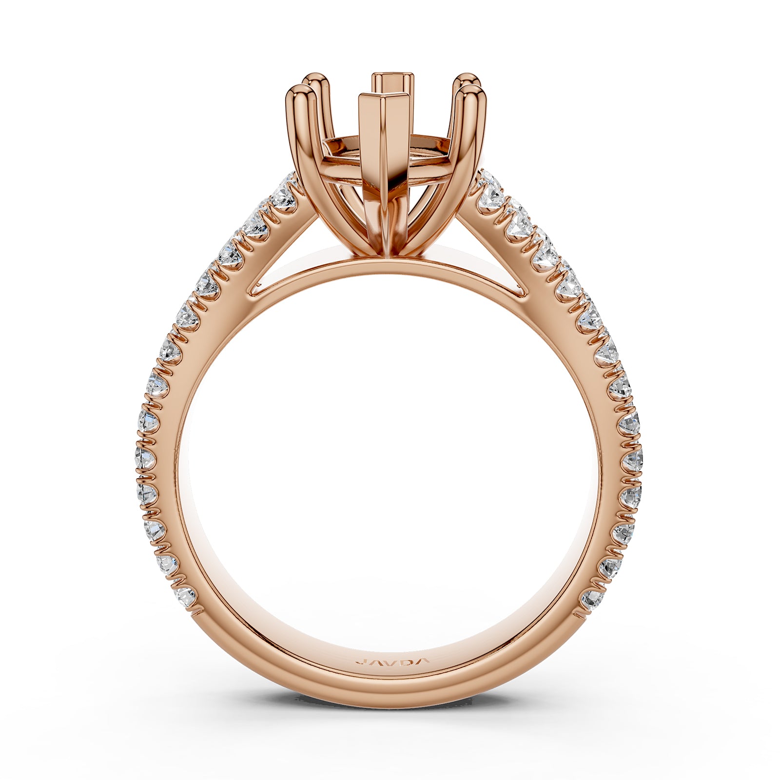 Split Shank Lab Grown Diamond Engagement Semi Mount Ring French Pave Set 0.70 Ct.