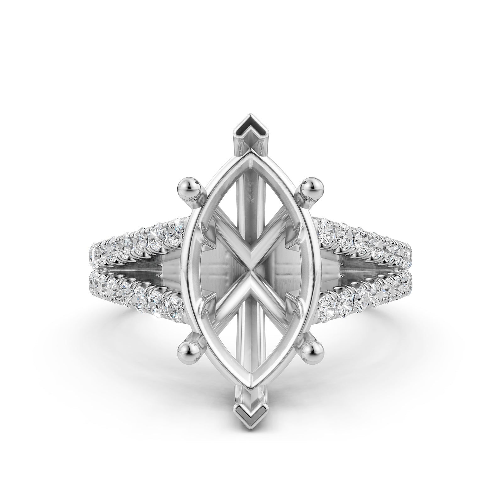 Split Shank Lab Grown Diamond Engagement Semi Mount Ring French Pave Set 0.70 Ct.