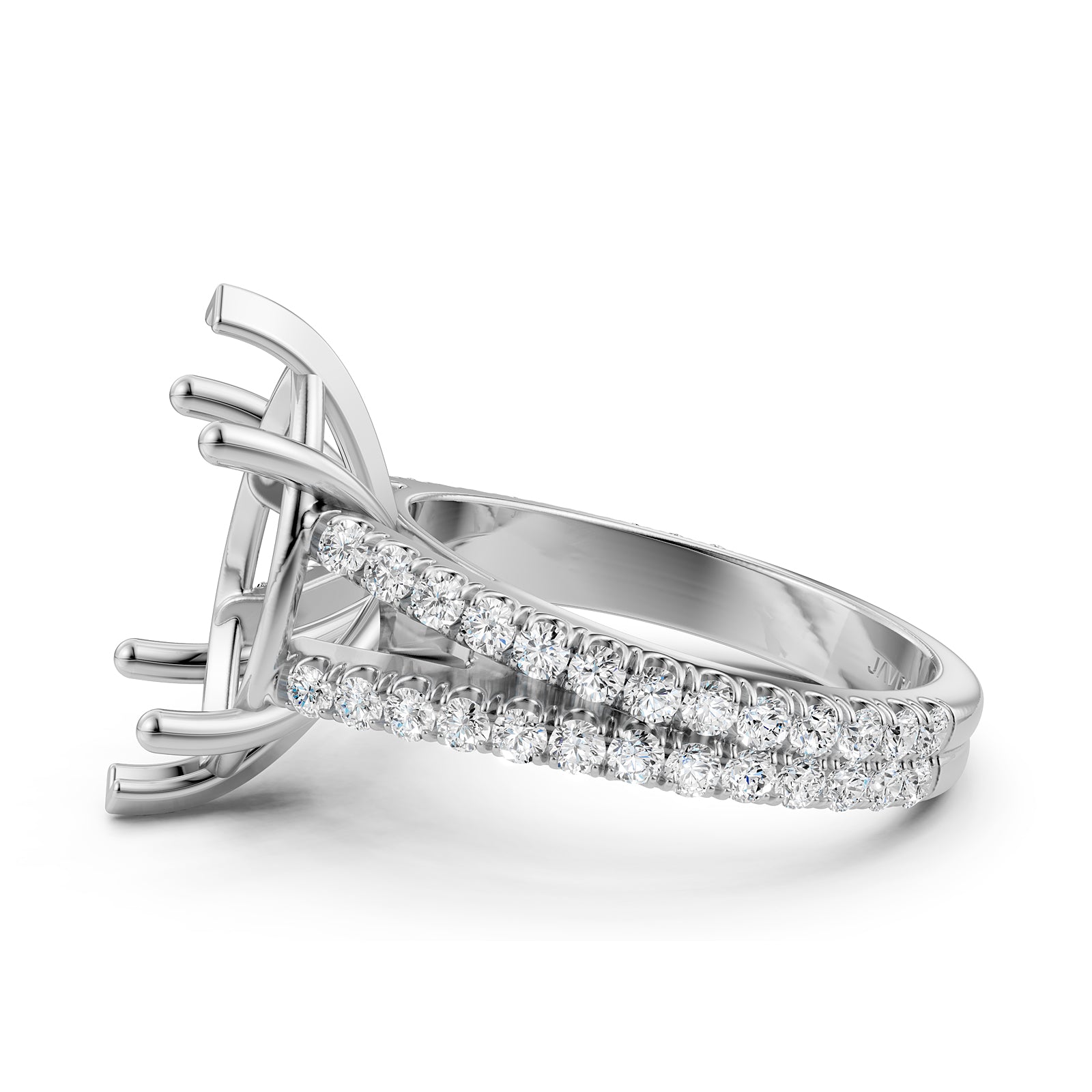 Split Shank Lab Grown Diamond Engagement Semi Mount Ring French Pave Set 0.70 Ct.