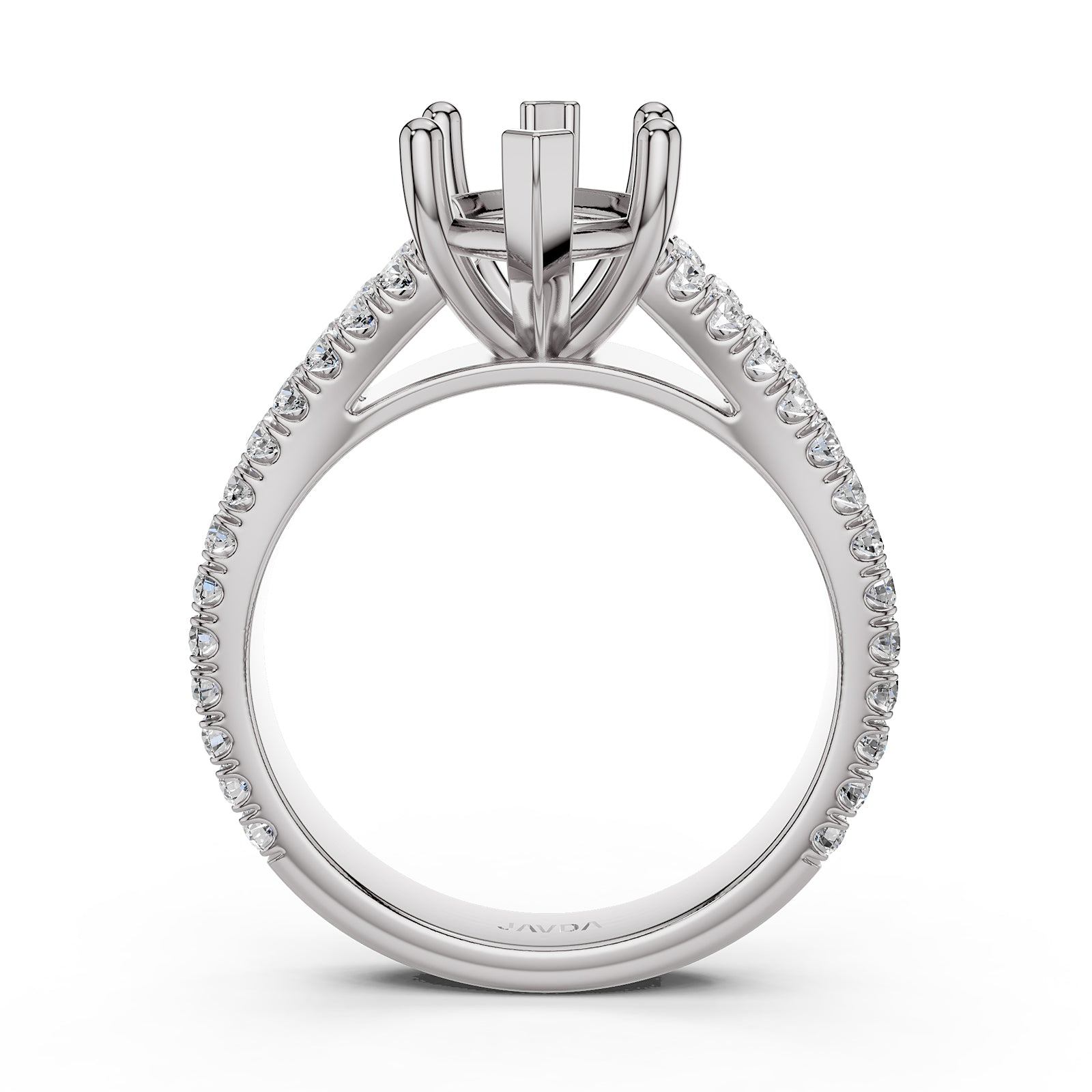 Split Shank Lab Grown Diamond Engagement Semi Mount Ring French Pave Set 0.70 Ct.