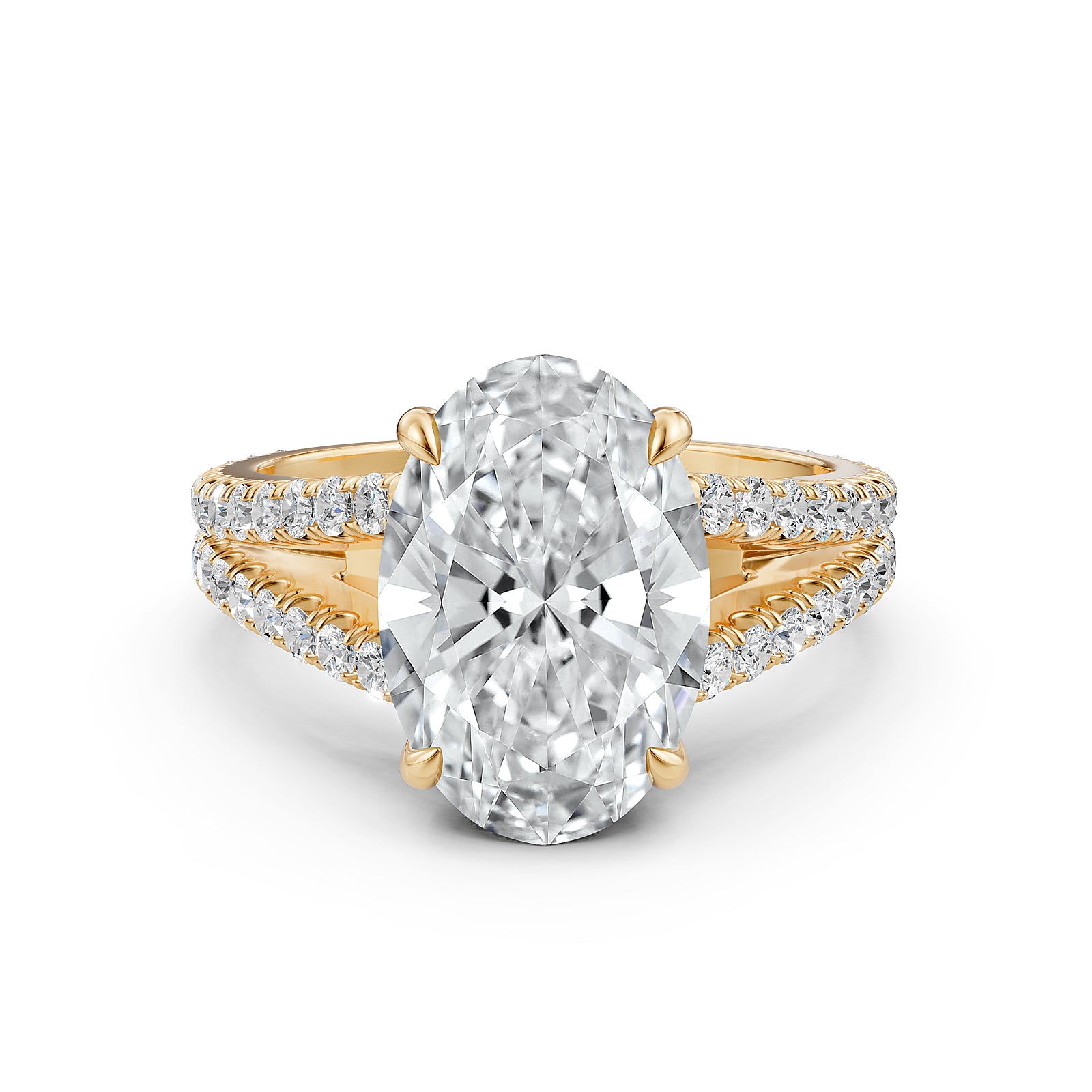Split Shank Lab Grown Diamond Engagement Ring French Pave Set IGI Certified 3.70 Ctw.