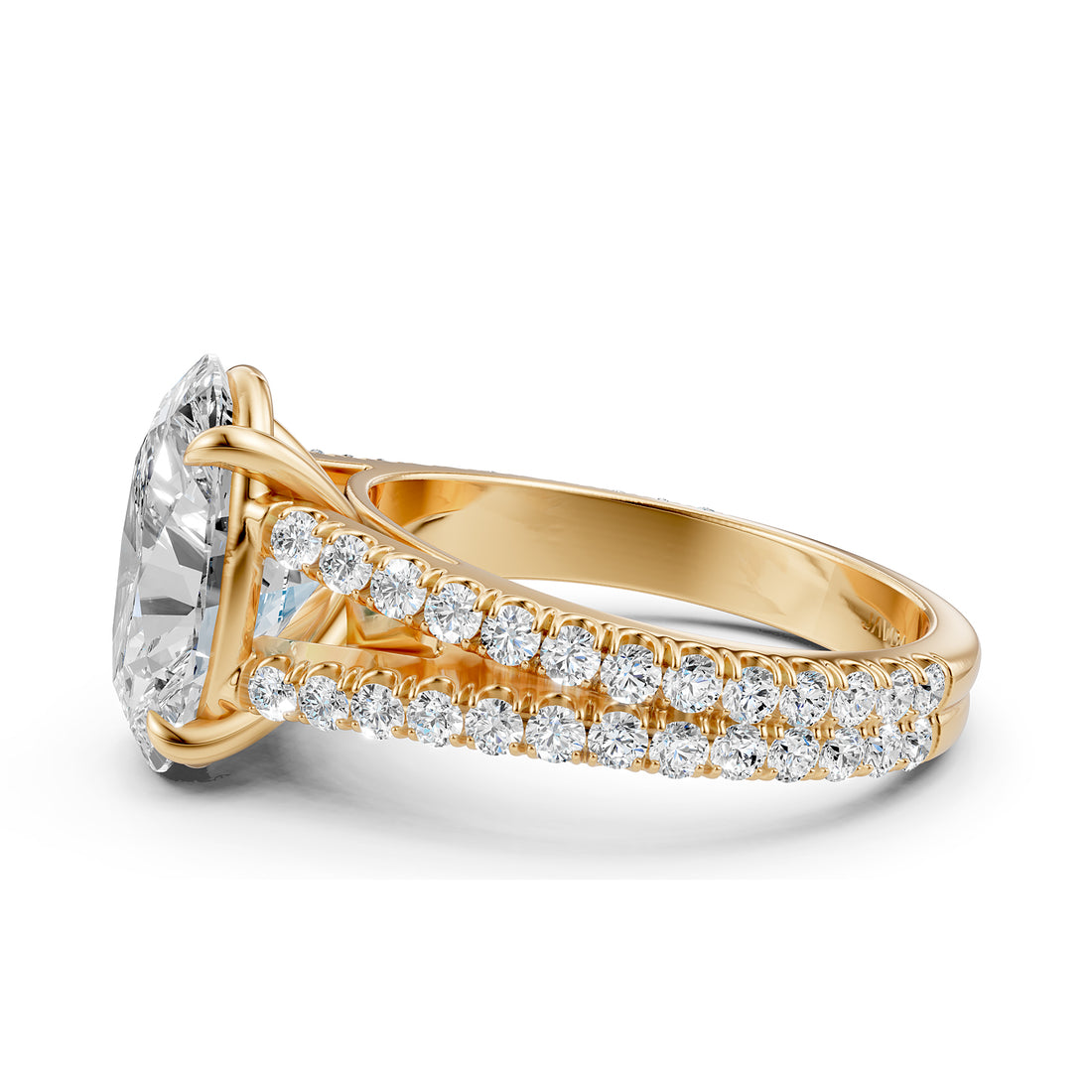 Split Shank Lab Grown Diamond Engagement Ring French Pave Set IGI Certified 3.70 Ctw.