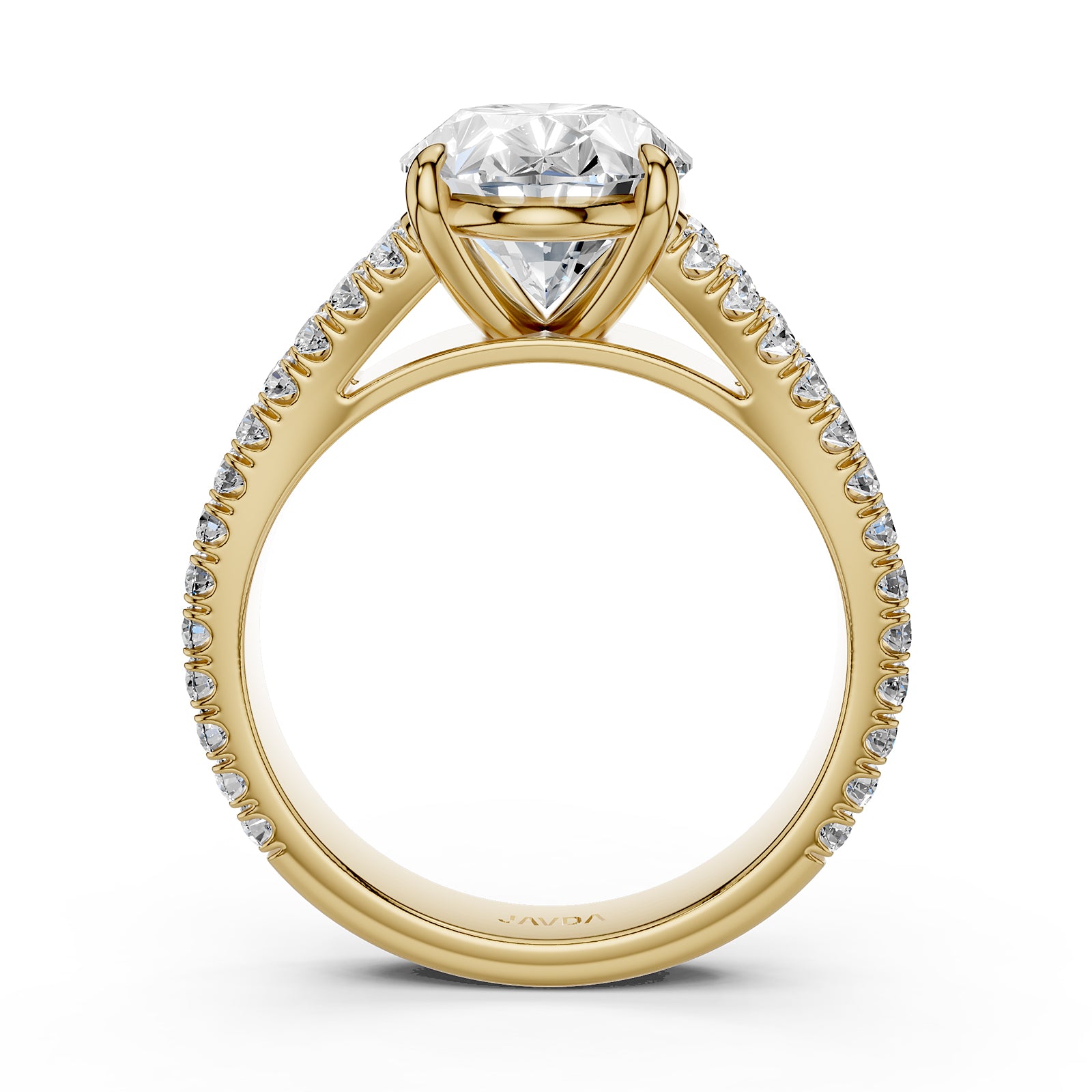 Split Shank Oval Lab Grown Diamond Engagement  French U Cut Pave Set Ring