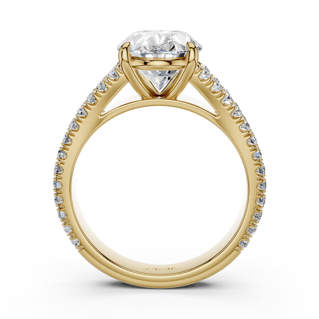 Split Shank Oval Lab Grown Diamond Engagement  French U Cut Pave Set Ring