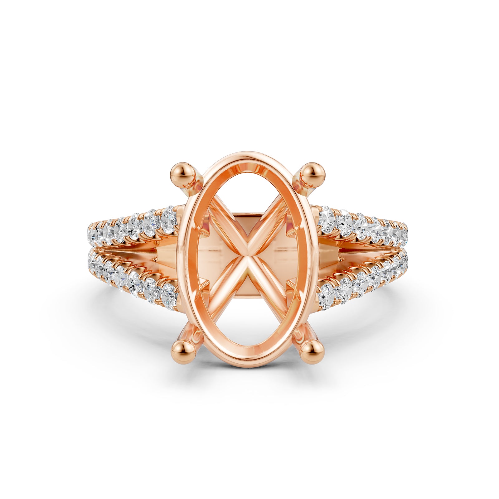 Split Shank Lab Grown Diamond Engagement Semi Mount Ring French Pave Set 0.70 Ct.