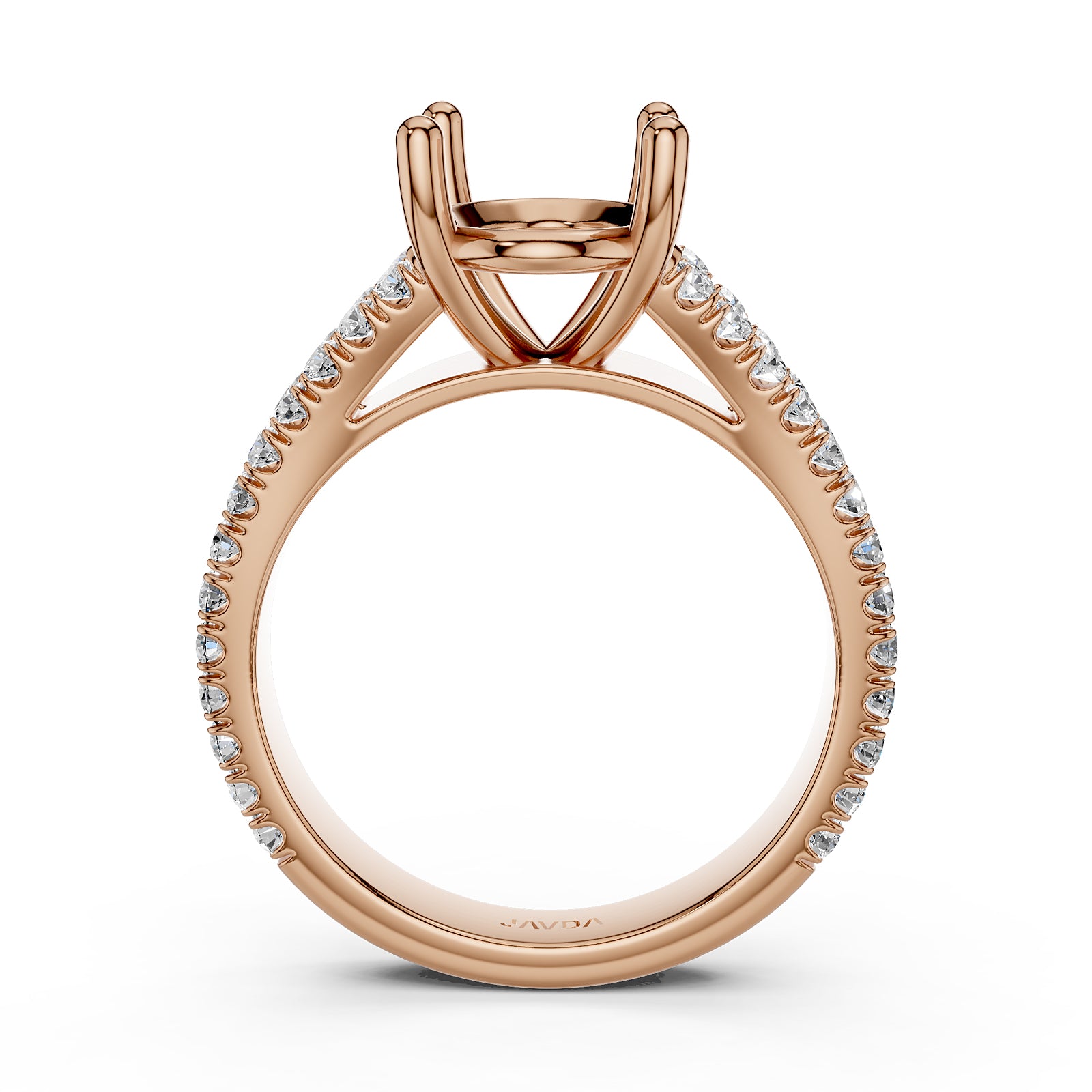 Split Shank Lab Grown Diamond Engagement Semi Mount Ring French Pave Set 0.70 Ct.