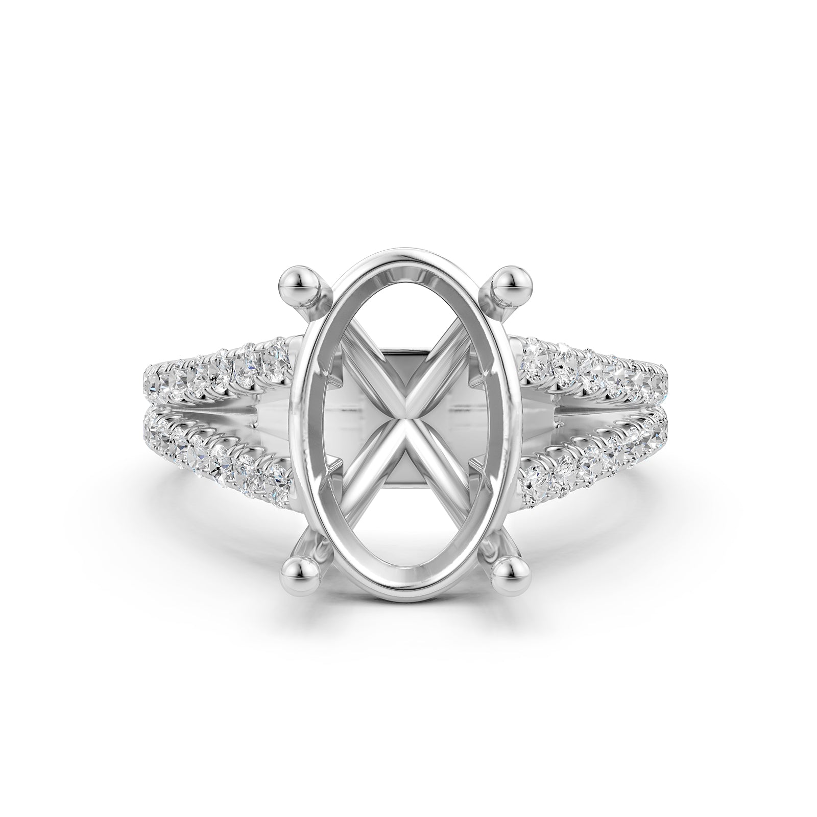 Split Shank Lab Grown Diamond Engagement Semi Mount Ring French Pave Set 0.70 Ct.