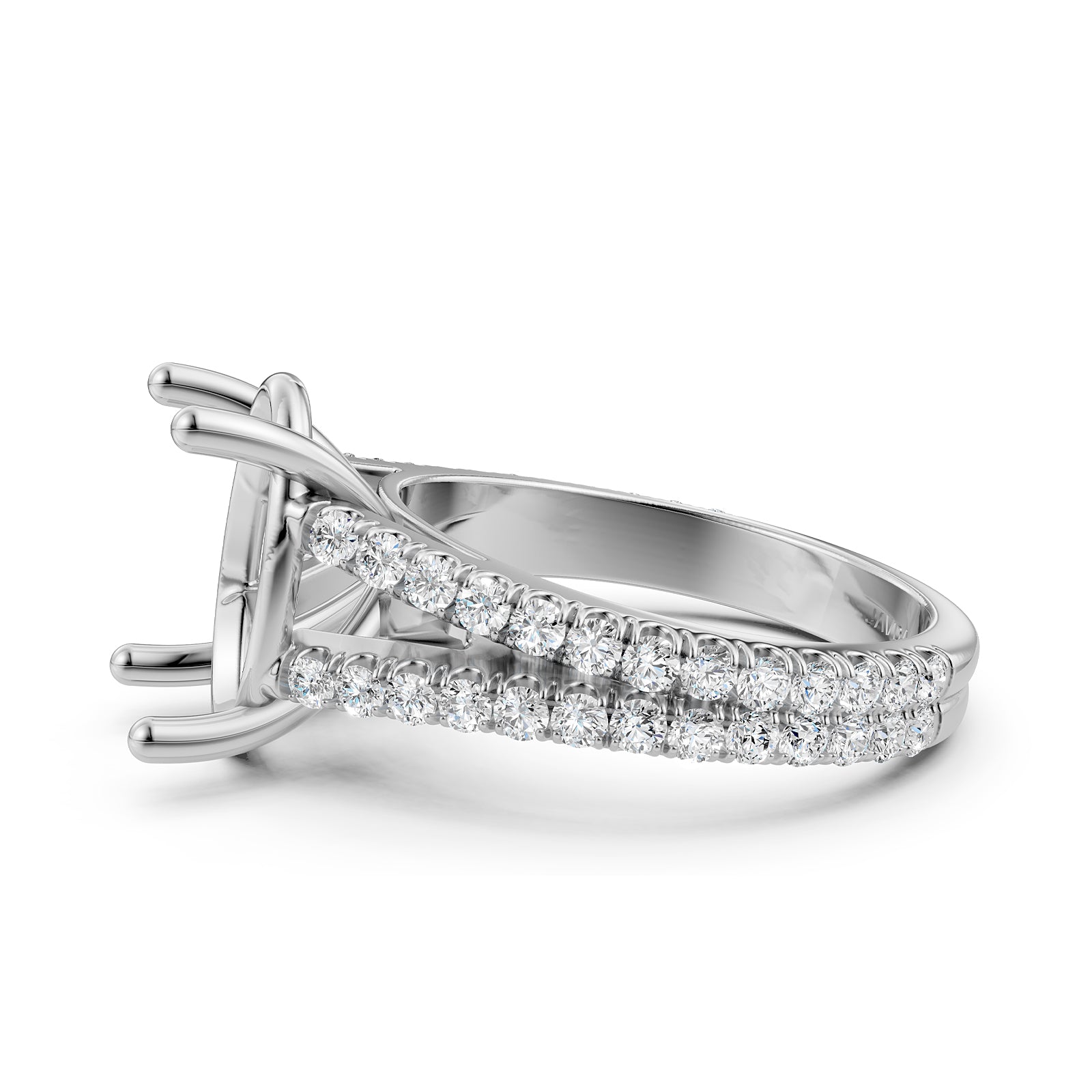 Split Shank Lab Grown Diamond Engagement Semi Mount Ring French Pave Set 0.70 Ct.