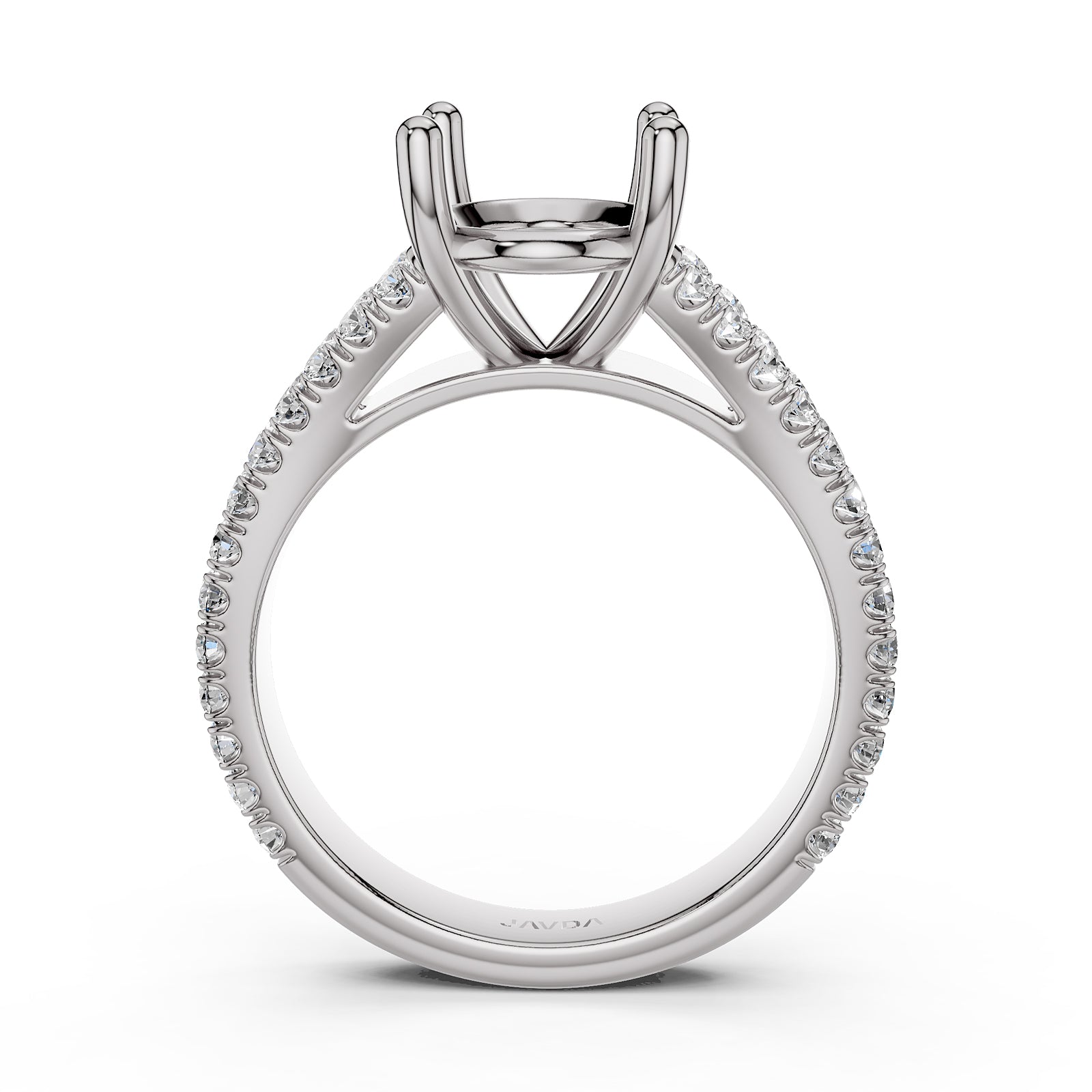 Split Shank Lab Grown Diamond Engagement Semi Mount Ring French Pave Set 0.70 Ct.