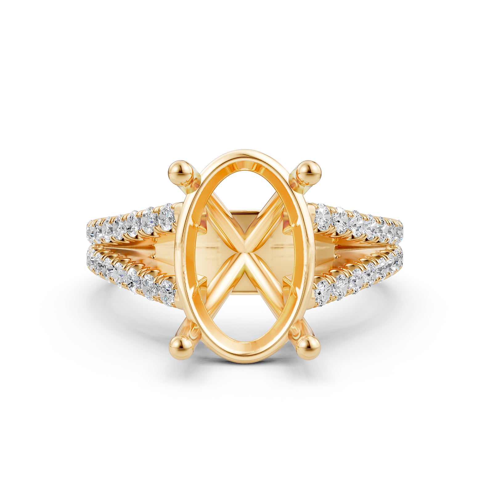 Split Shank Lab Grown Diamond Engagement Semi Mount Ring French Pave Set 0.70 Ct.