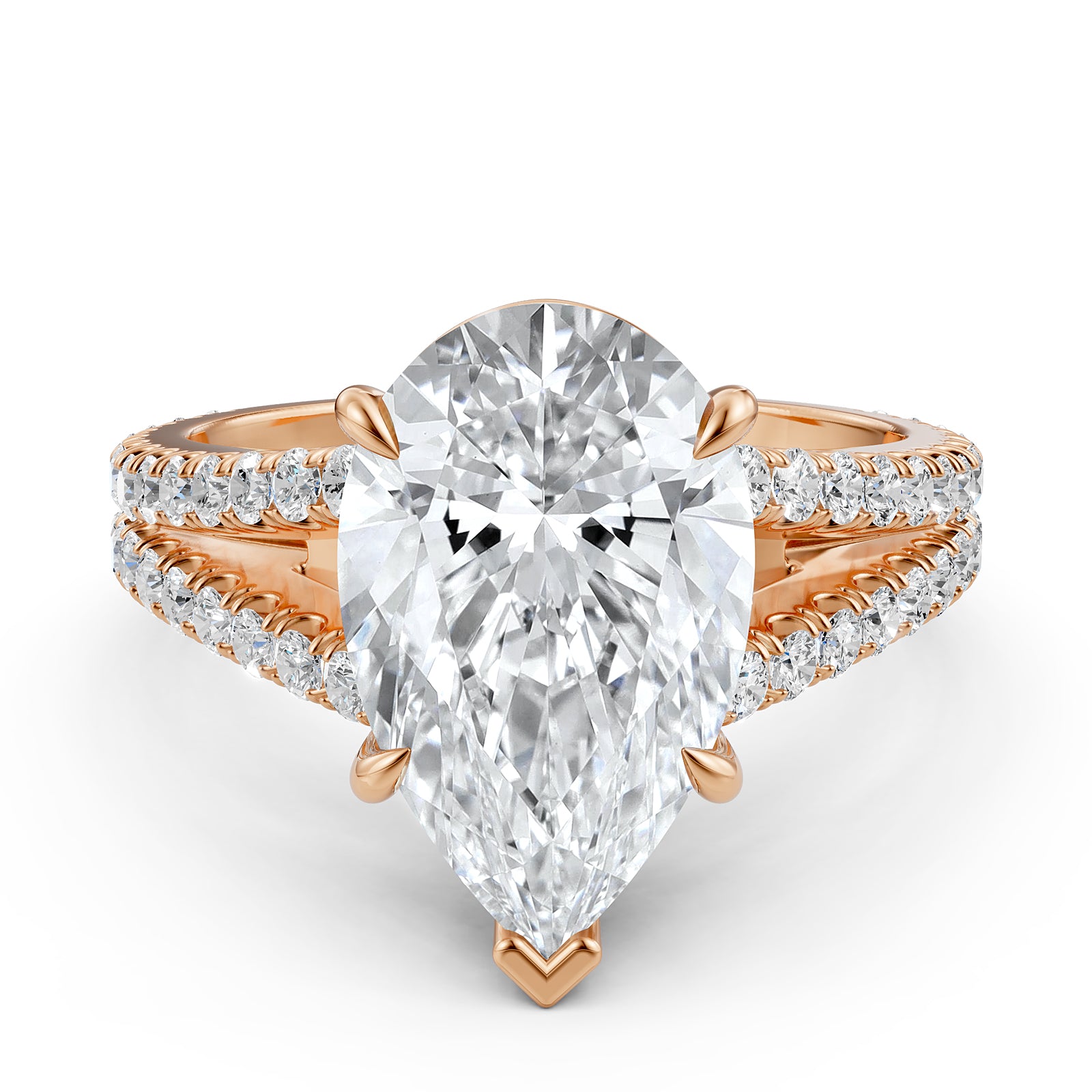 Split Shank Lab Grown Diamond Engagement Ring French Pave Set IGI Certified 3.70 Ctw.