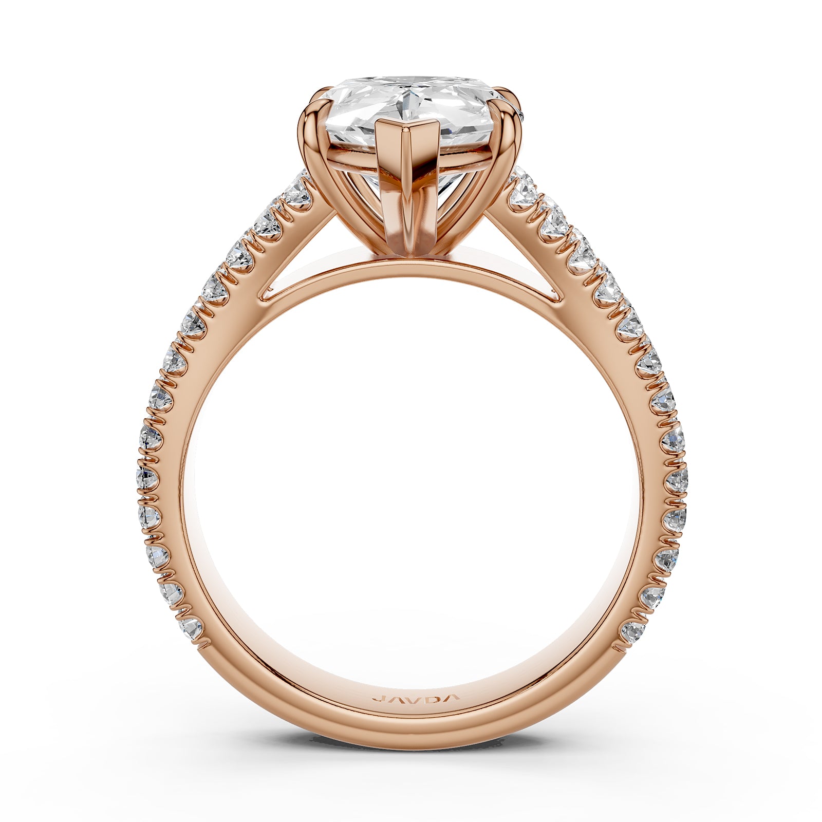 Split Shank Diamond Engagement Pear Ring French U split Pave Set 14k White Gold