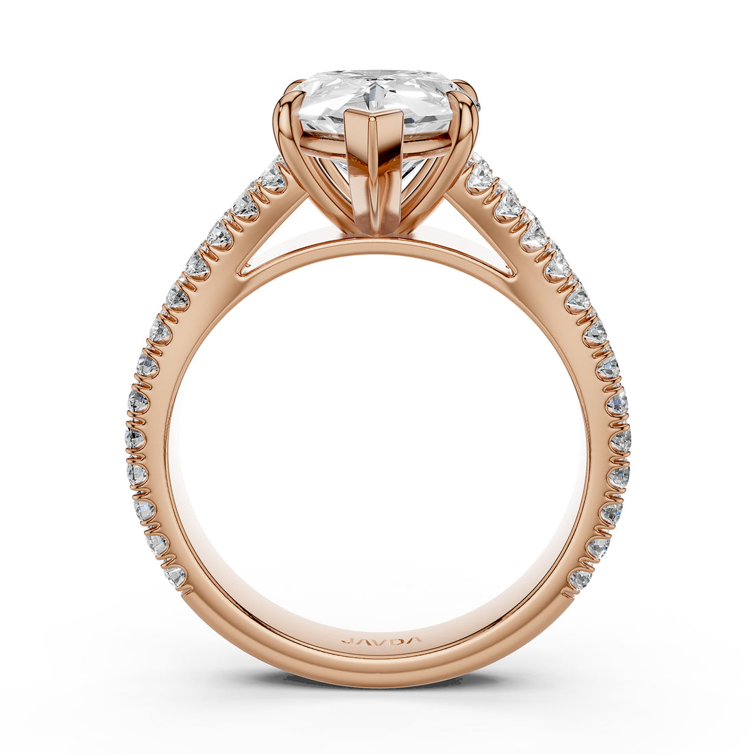 Split Shank Diamond Engagement Pear Ring French U split Pave Set 14k White Gold